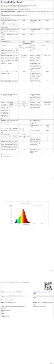 Aigostar - Ventilateur de plafond Alexa, lumière LED 40 W, 4 400 lm, 2 700 K-6 500 K et RGB à intensité variable, lampe de ventilateur de plafond intelligente avec télécommande et passerelle, silencieux, 6 vitesses, diamètre 50 cm, 2 unités