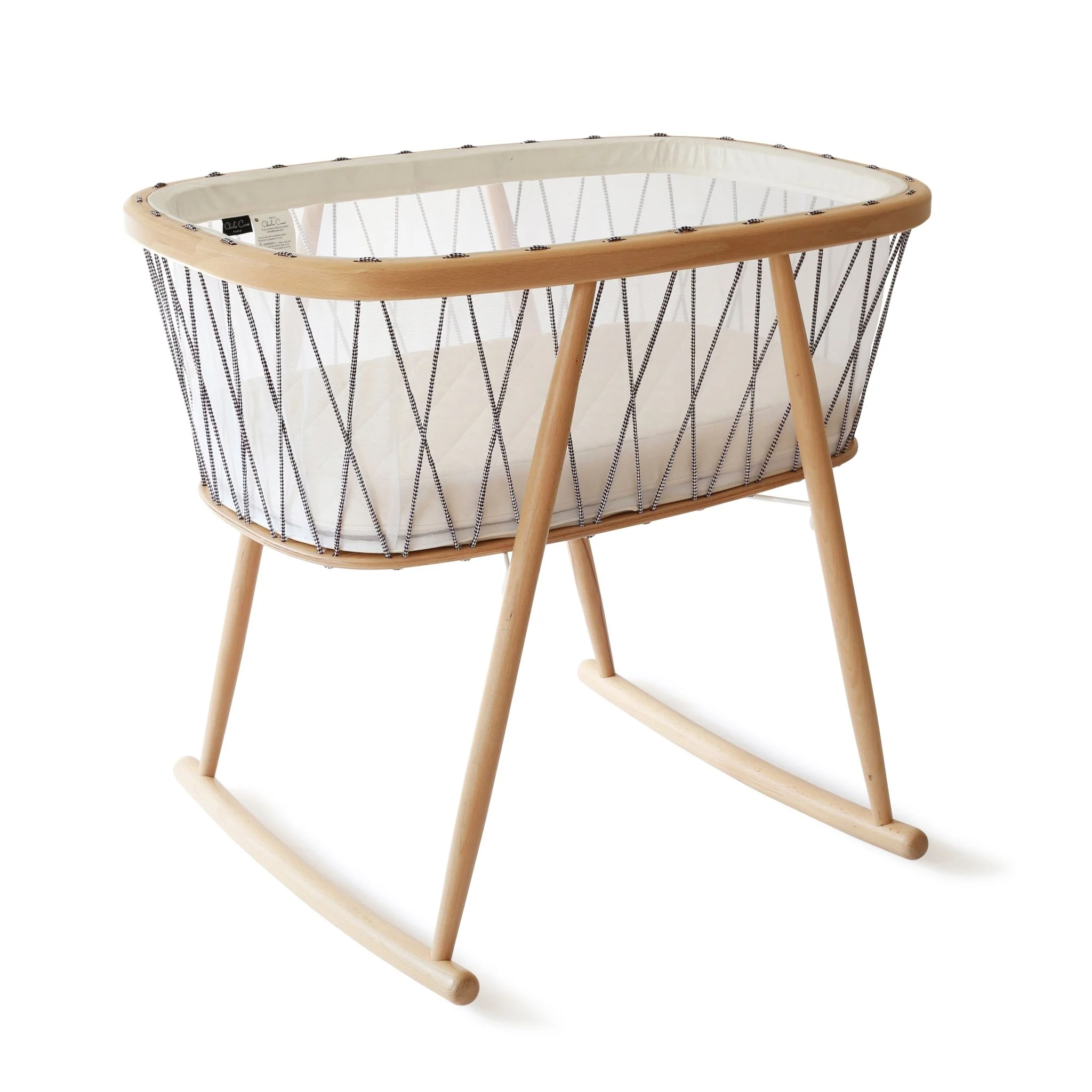 2025 KUMI Crib af Charlie Crane – Transparent kokon med blid side-til-side gyngning | Mål 81x56x72 cm | Skummadras inkluderet | Tilpassede snore | Moderne og minimalistisk design