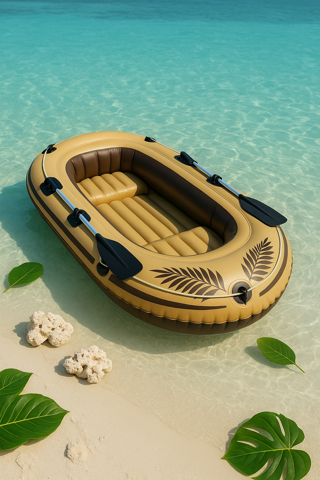 Bateau gonflable en PVC beige marron pour mer/lac, 260 x 135 x 43 cm, avec fonction de montage OVnfsjo514FP