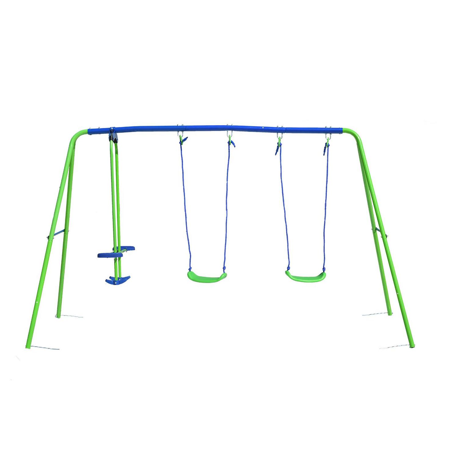 Dobbelt gyngegynge til børnehaven + 3 år metallegesæt til børn udendørs legetøj 280x140x180 cm lasteevne 45 kg