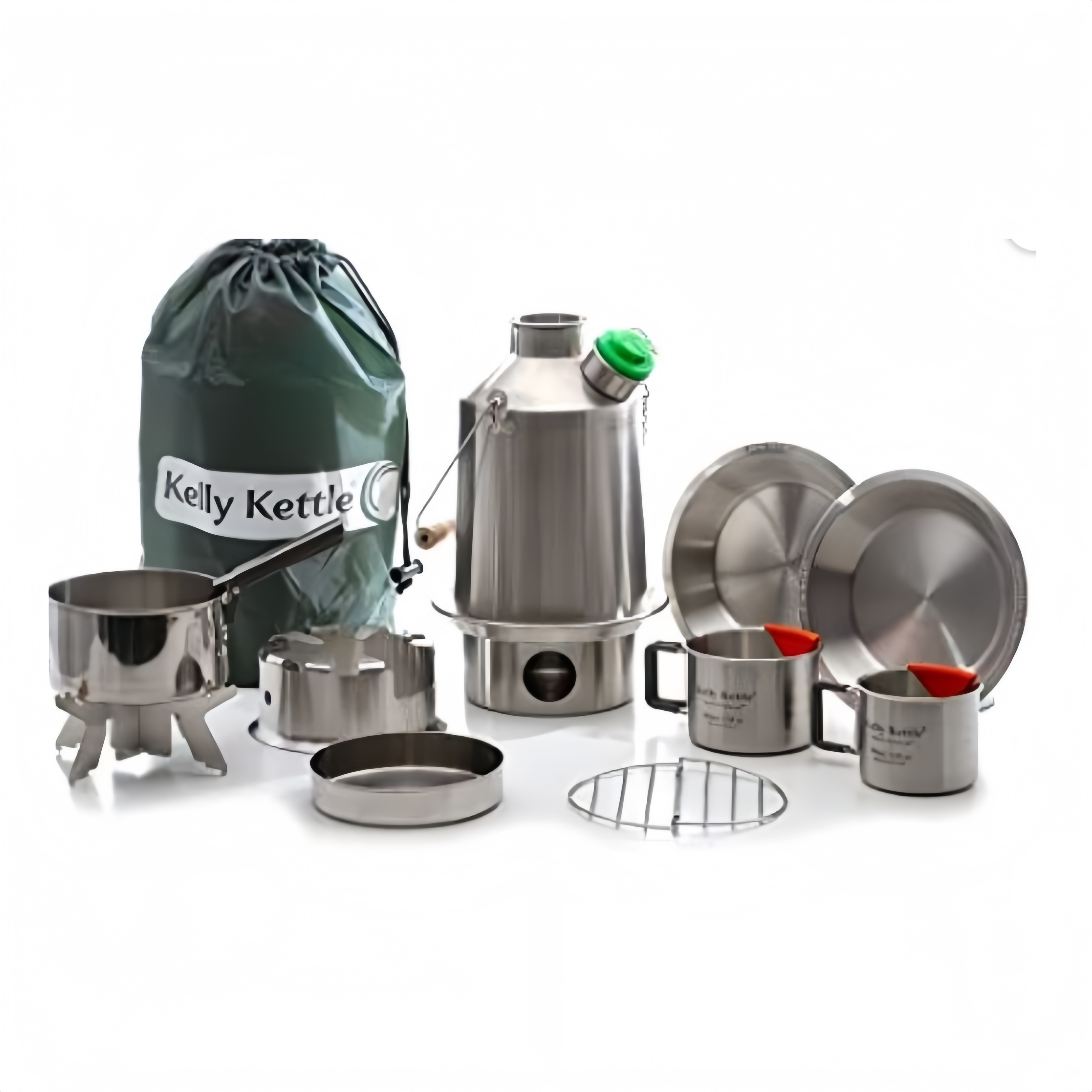 Ultimate Scout Kelly Kettle Kit, 113 cl - Rustfrit stål campingkedel, Letvægtskedel med fløjten, Campingkomfur til fiskeri, jagt, vandreture, overlevelsesudstyr