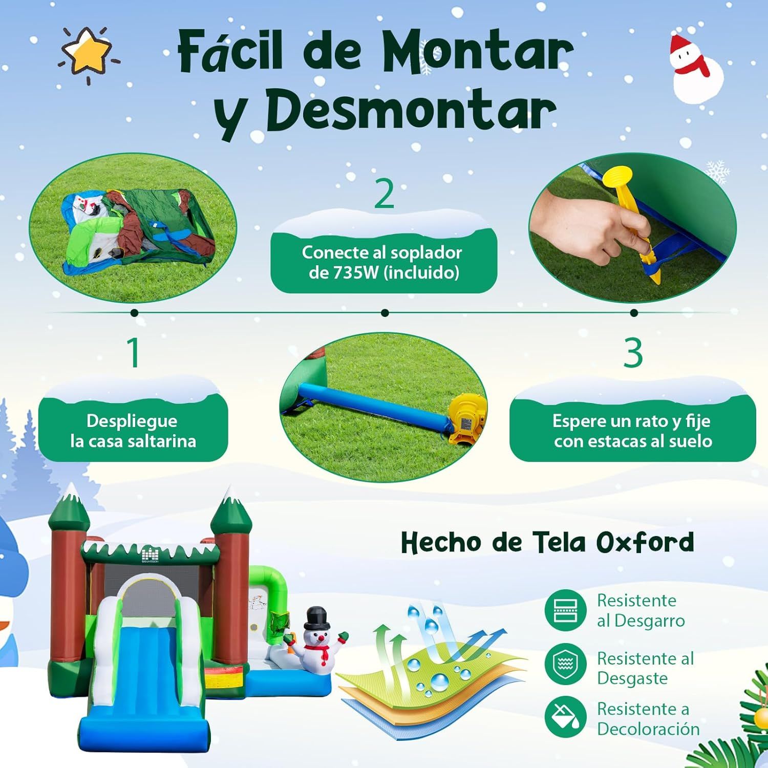 Aufblasbare Burg für Kinder von 3-10 Jahren, große aufblasbare Themenburg Costway 163 x 67 x 33 cm