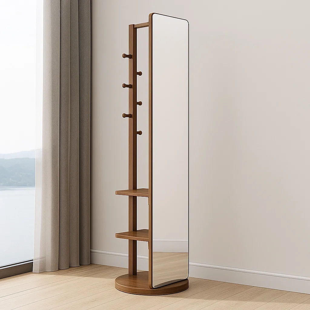 Miroir sur pied en bois de noyer, idéal pour le salon, 50 x 10 x 174 cm