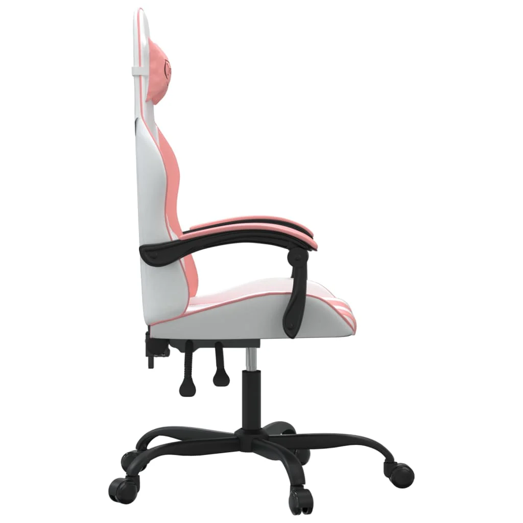 Chaise de jeu 2025 en cuir synthétique blanc et rose V1080
