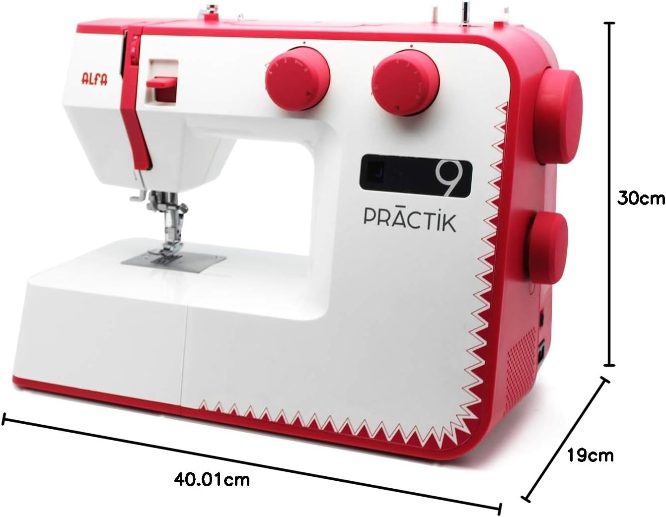 Alfa Practik 9 Nähmaschine, 34 Stiche, LED-Licht, Metallgehäuse