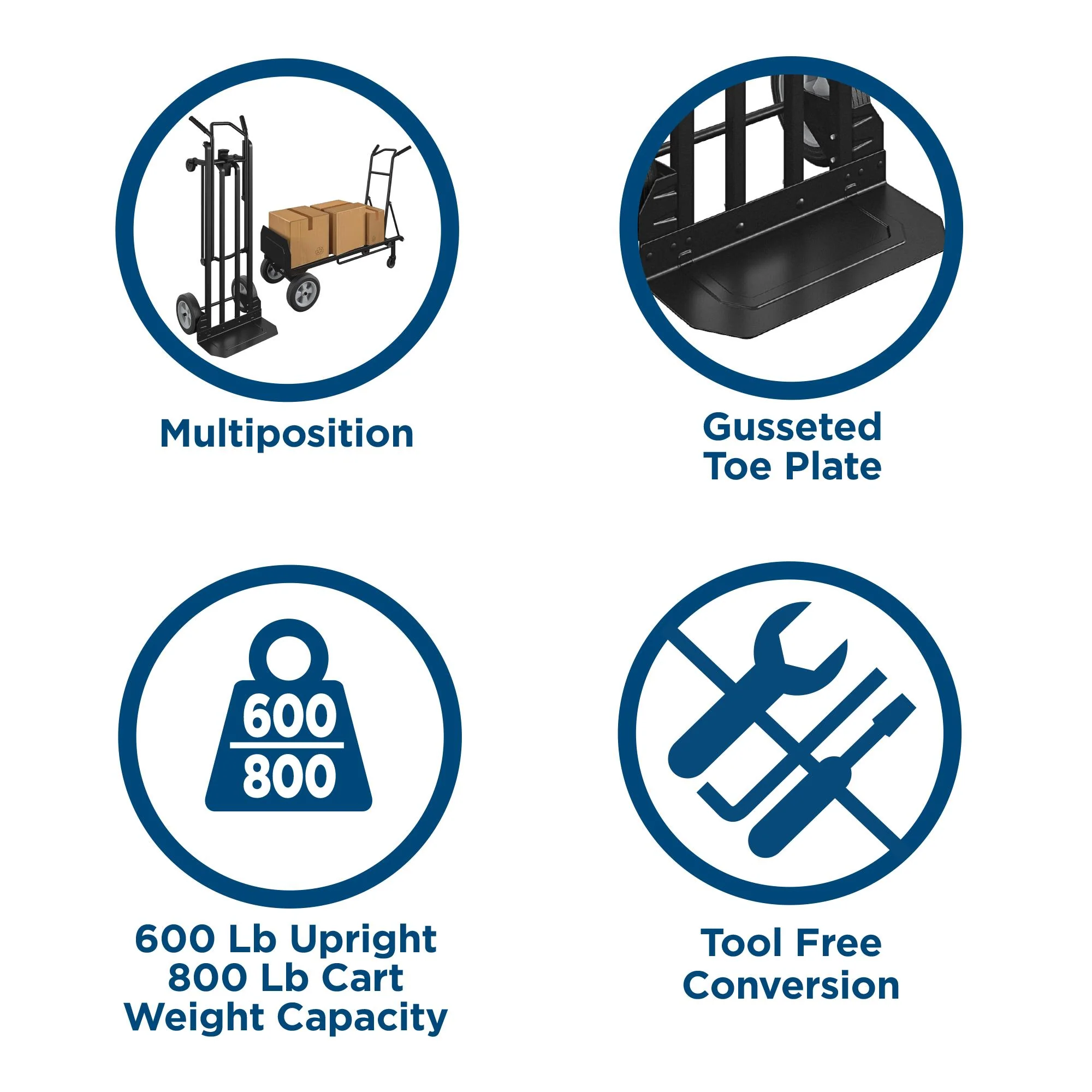 2025 COSCO 2-i-1 Trolley: Robust og alsidig – Forbedret manøvredygtighed. Punkteringsfri dæk. Belastningsevne op til 360 kg.