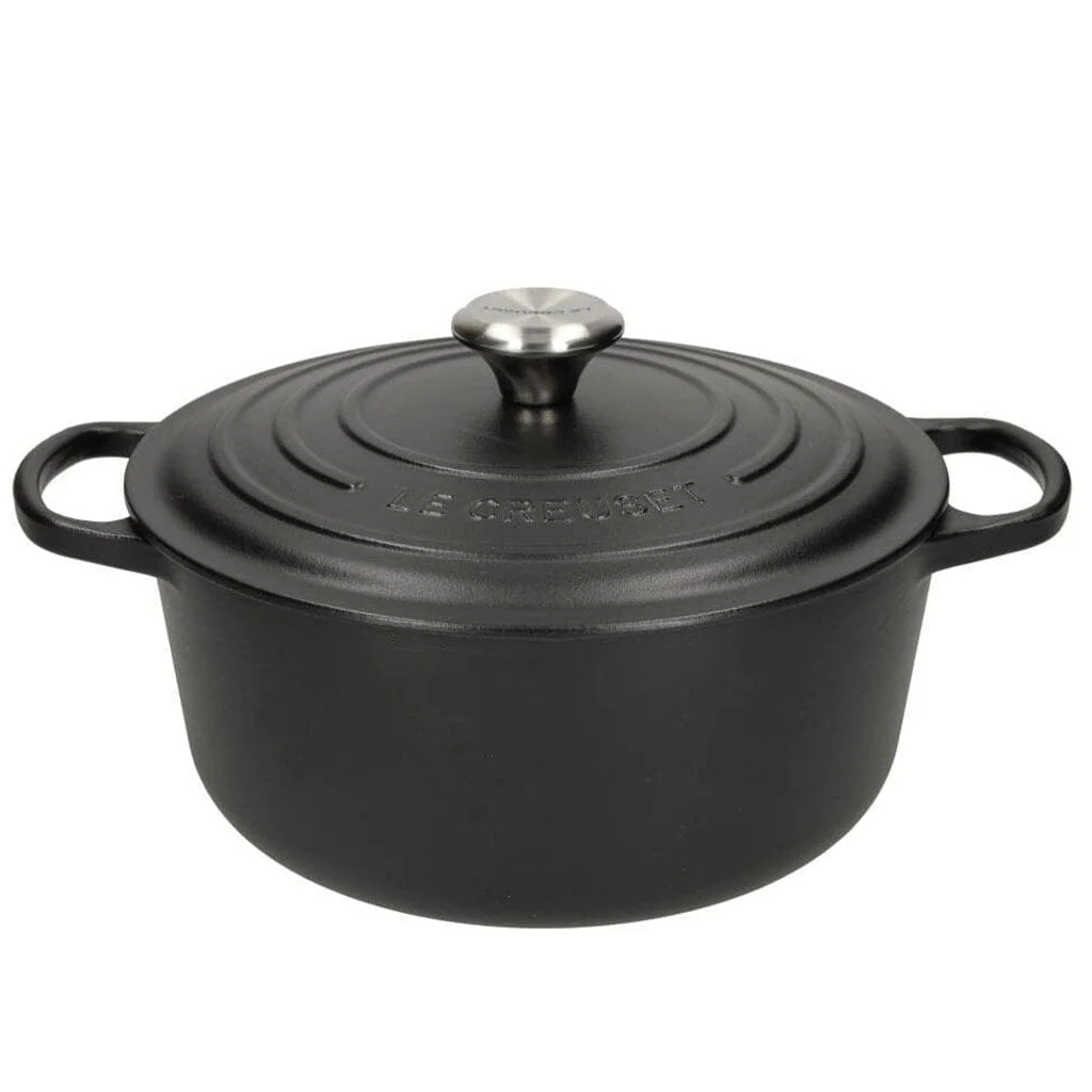 2025 Le Creuset - Signature Rund Stege-/Sauterpande Mat Sort 28cm 6,7L (Sort Indvendigt)