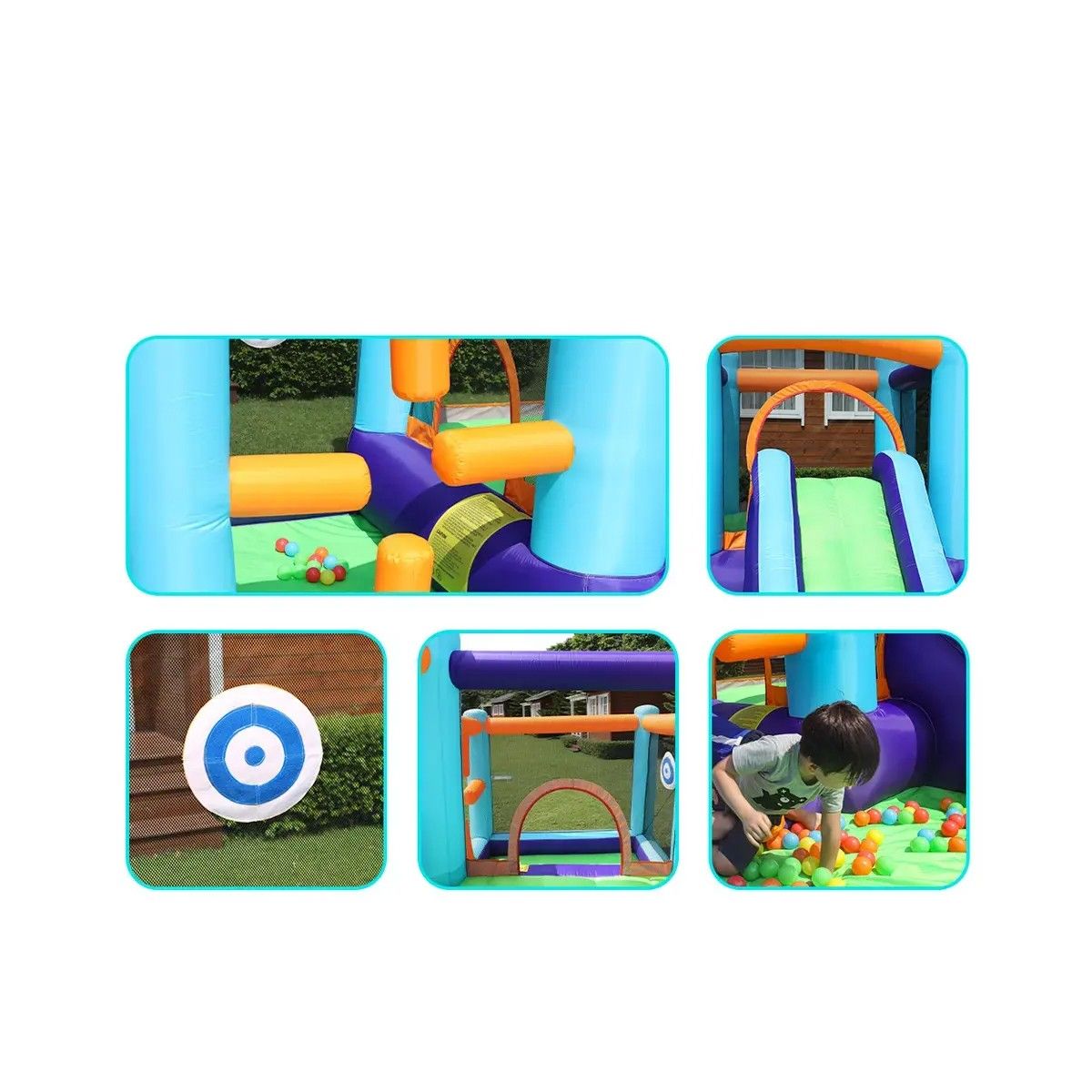 Aufblasbare Bergburg – Aufblasbare Burg für Kinder mit Spielen, ideal für Garten oder große Flächen