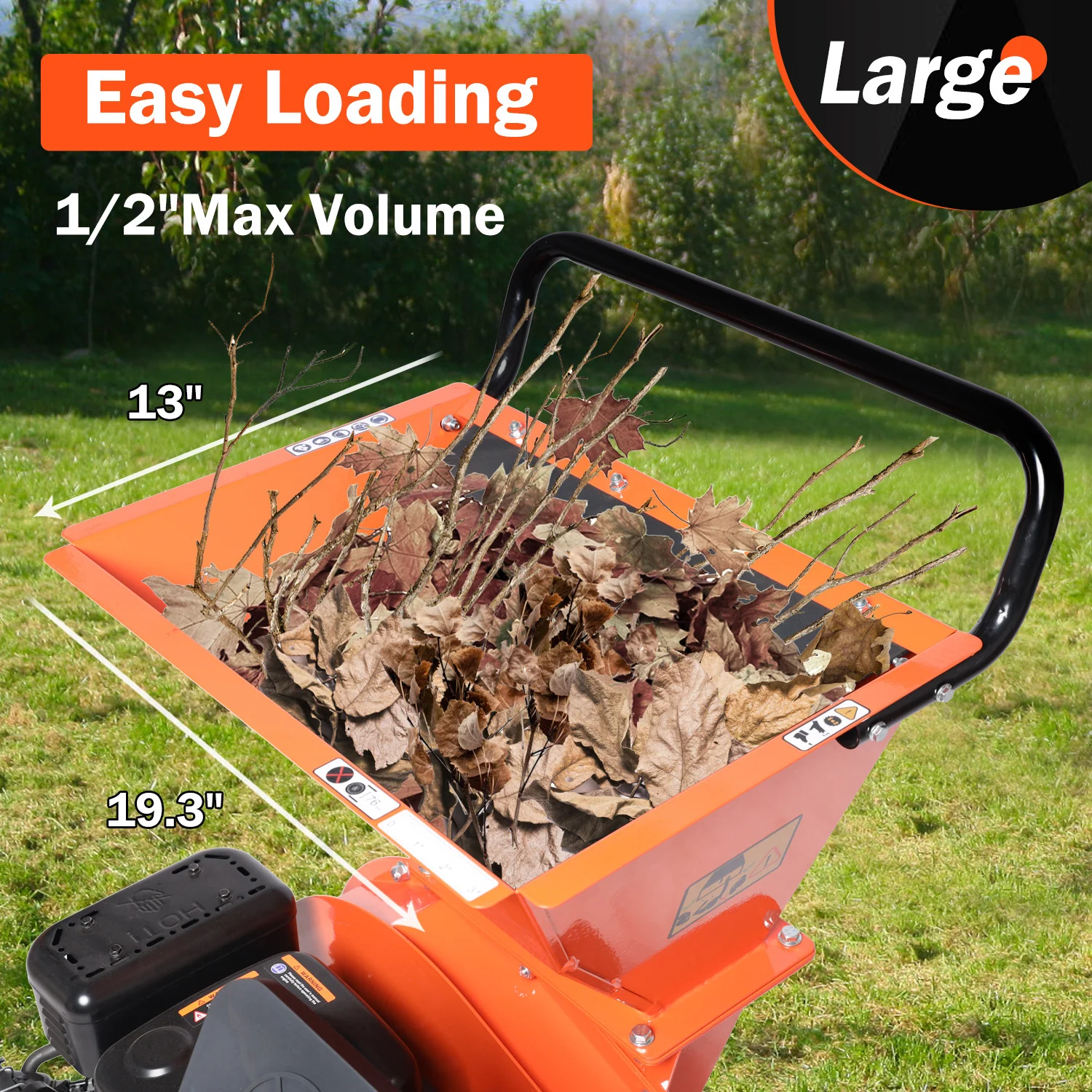 2025 EFCUT 3-i-1 flishugger og kompostkværn – 7 HK 212cc benzindrevet flishugger og kompostkværn. Dobbelt tragt. Maks. kapacitet 1,4 kg – Med opsamlingspose