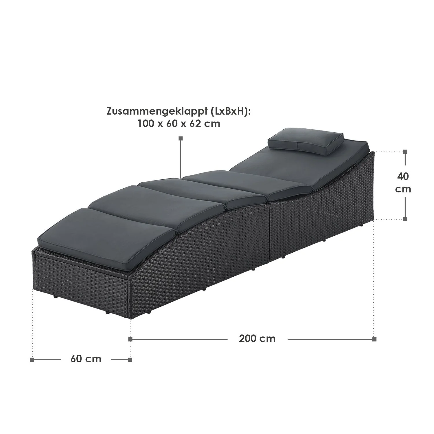 Chaise longue pliante Lamia en polyrotin 2025