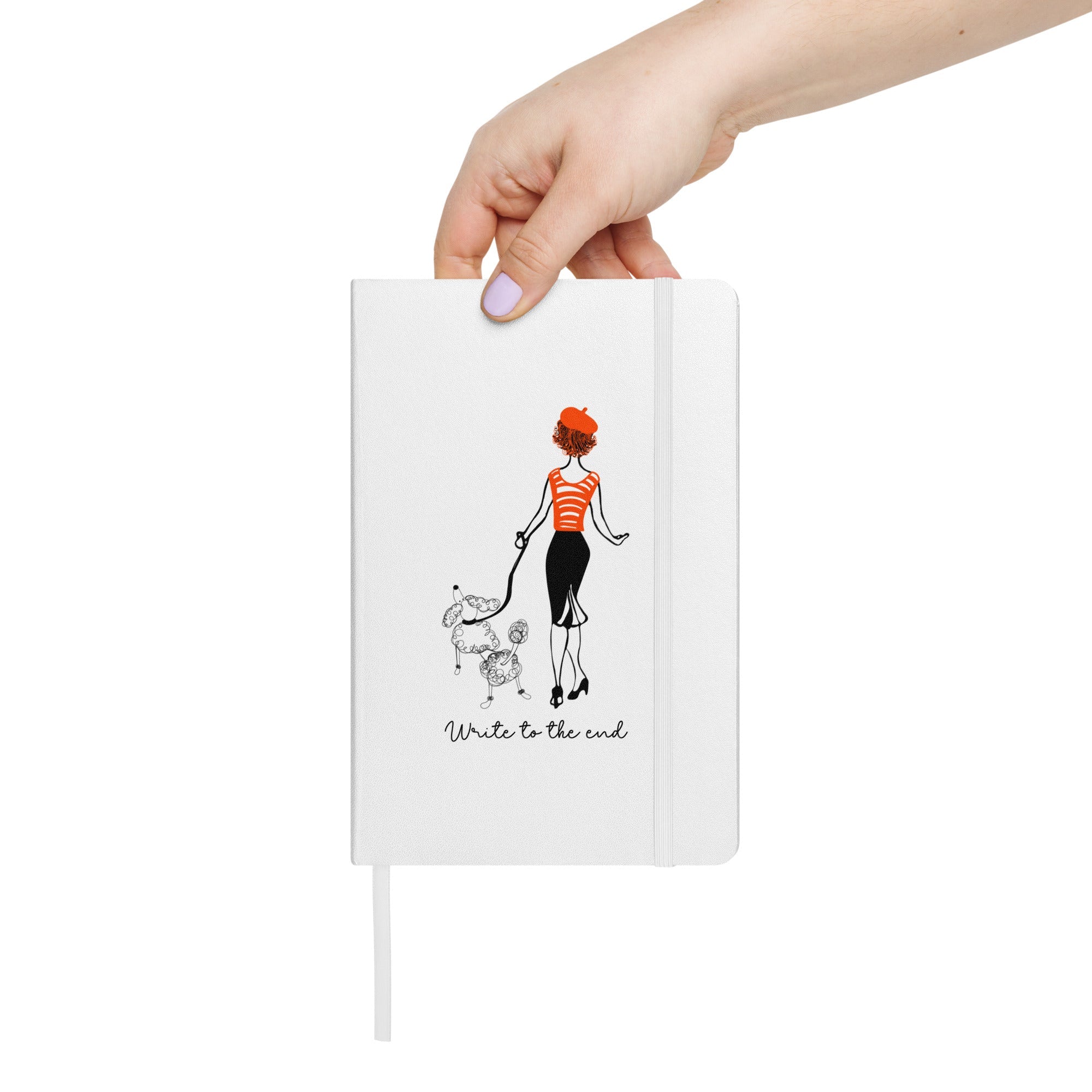 Write to the End Woman and French Poodle Hardcover Bound Journal