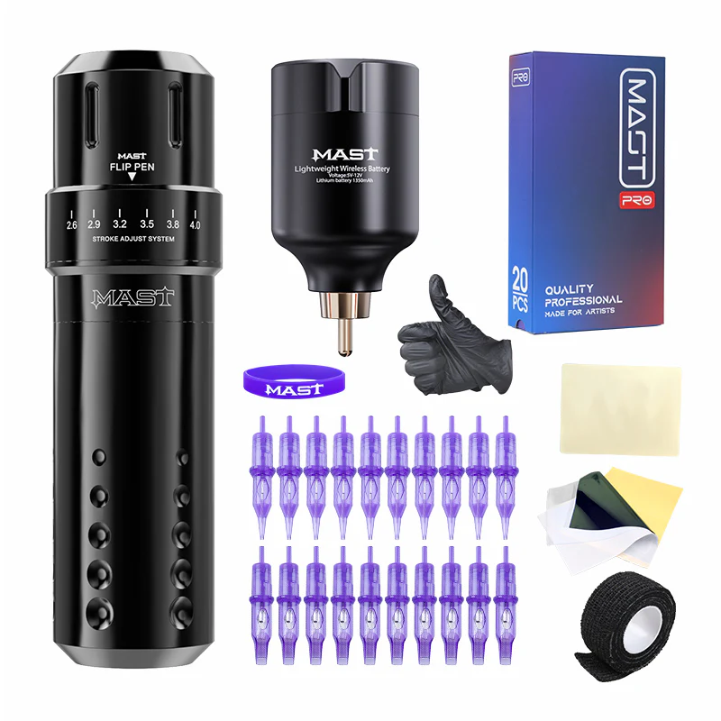 Machine à tatouer rotative Mast Flip de type stylo avec kit de batterie sans fil
