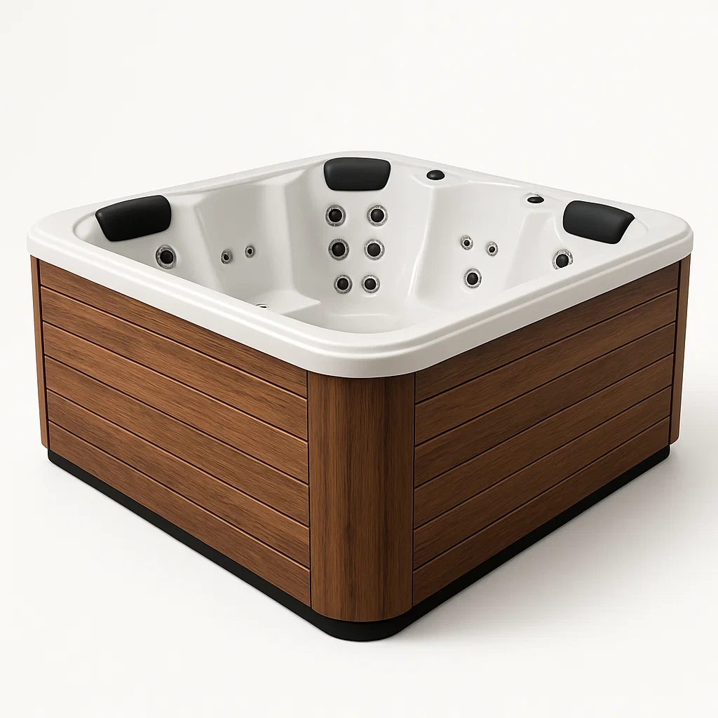 Spas rigides 210x210x95 cm 3 places carré blanc/bois hWuUDcH386VK