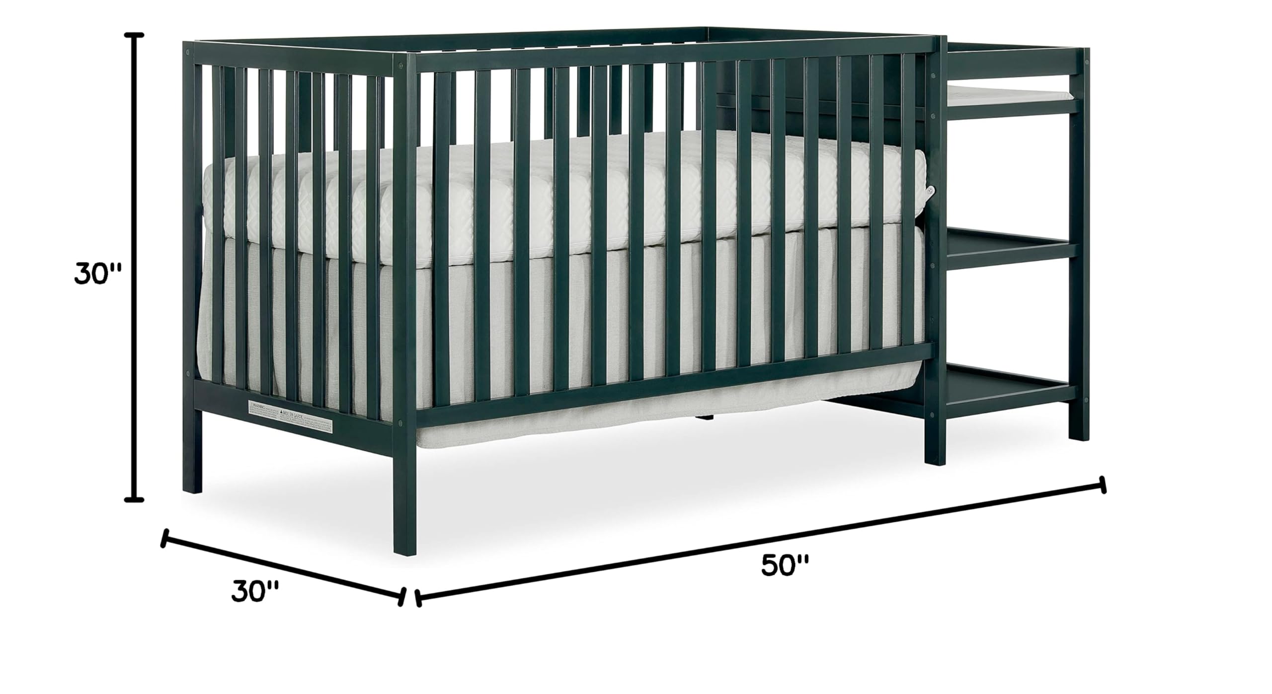 Lit bébé convertible Synergy 2025 avec table à langer. Olive