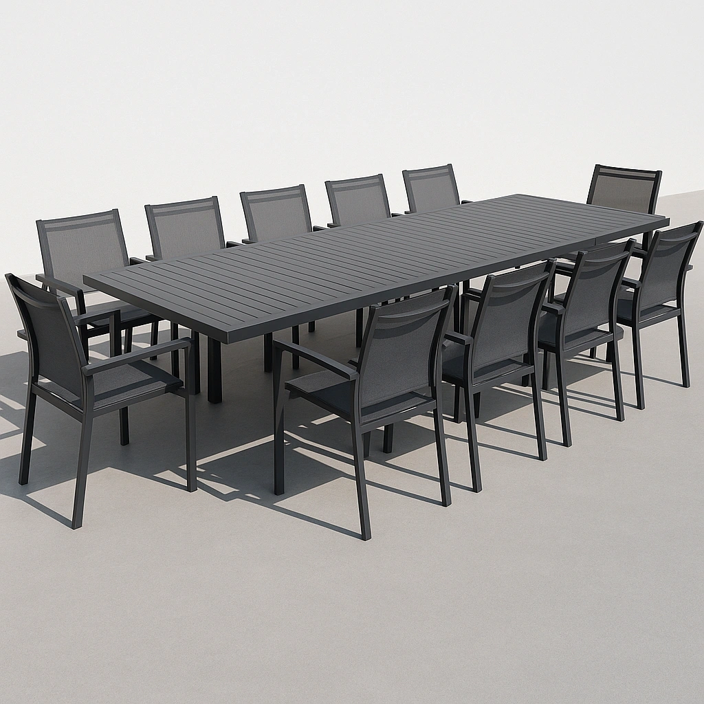 Ensemble de mobilier de jardin en aluminium noir avec table et chaises - wREBywM543Ux