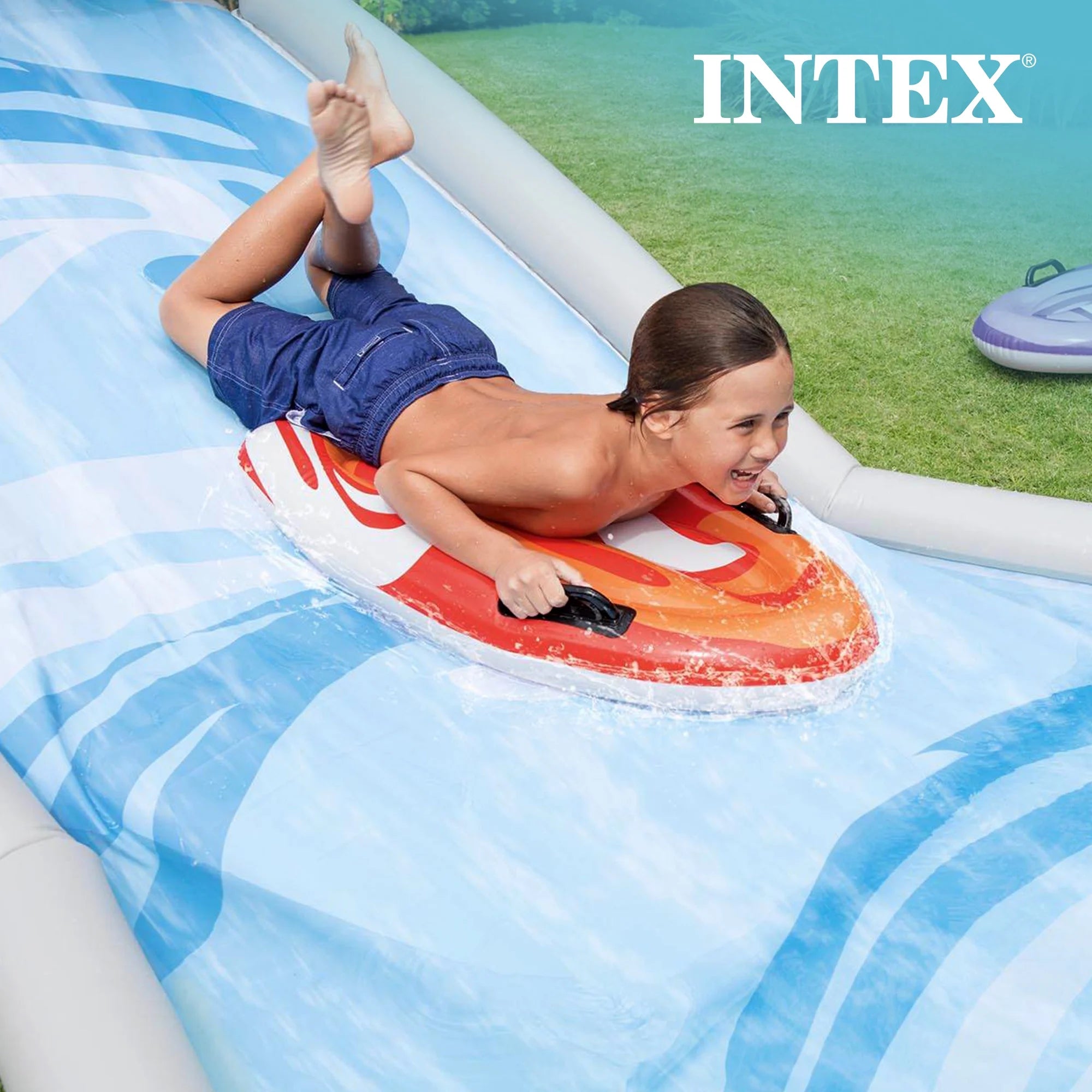 Intex Surf 'N Slide aufblasbare Wasserrutsche und 6-teiliges Reparaturset für Wasserschäden