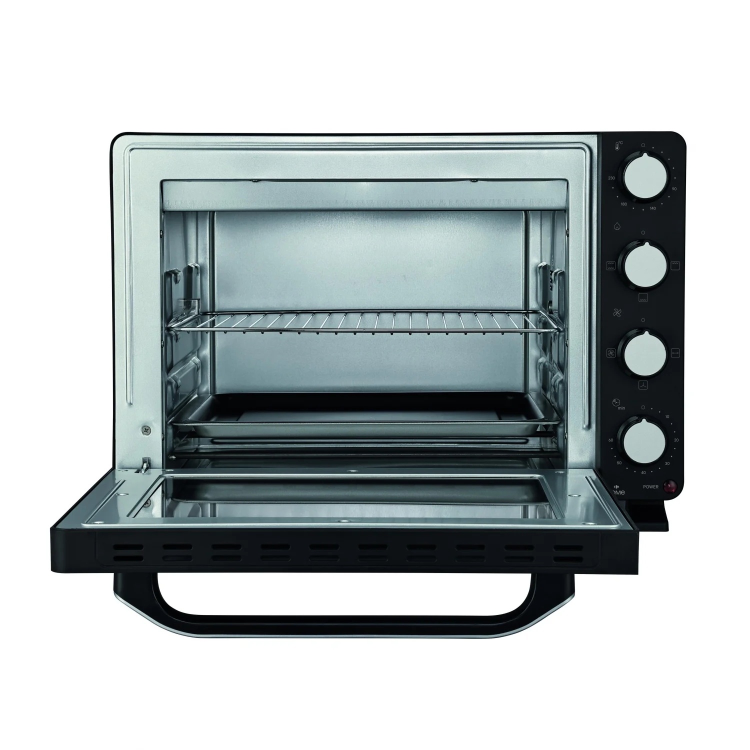 Carrefour Home HTO36-25 Tischbackofen, 1,6 kW, 36 l, Klapptür, 12 Kochfunktionen – Schwarz