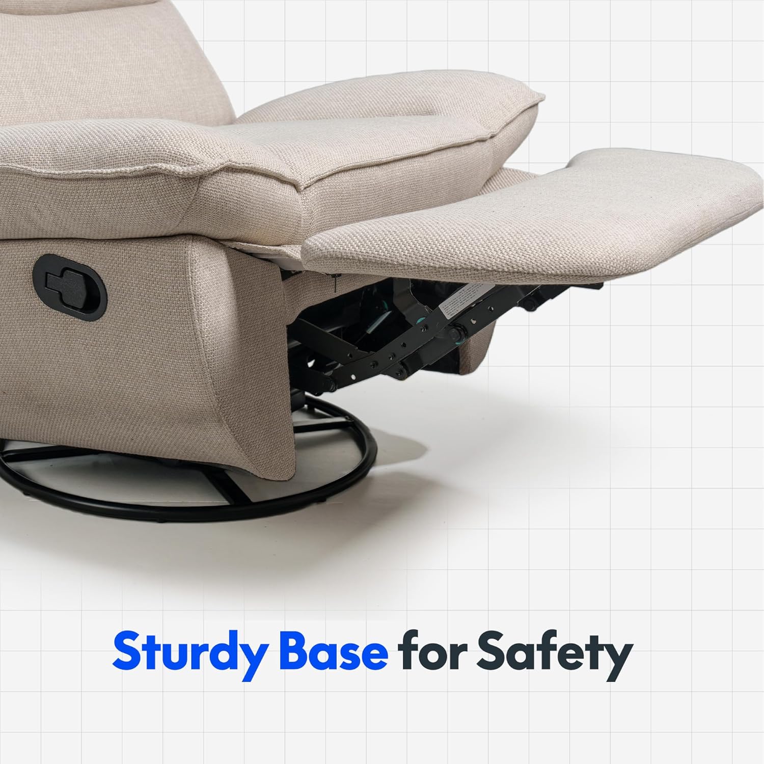 FLEXISPOT XC6 Relaxsessel, Drehsofa mit Wippfunktion, TV-Sessel mit verstellbarer Rückenlehne, Liegesessel für Schlafzimmer, Wohnzimmer und Heimkino (Beige)