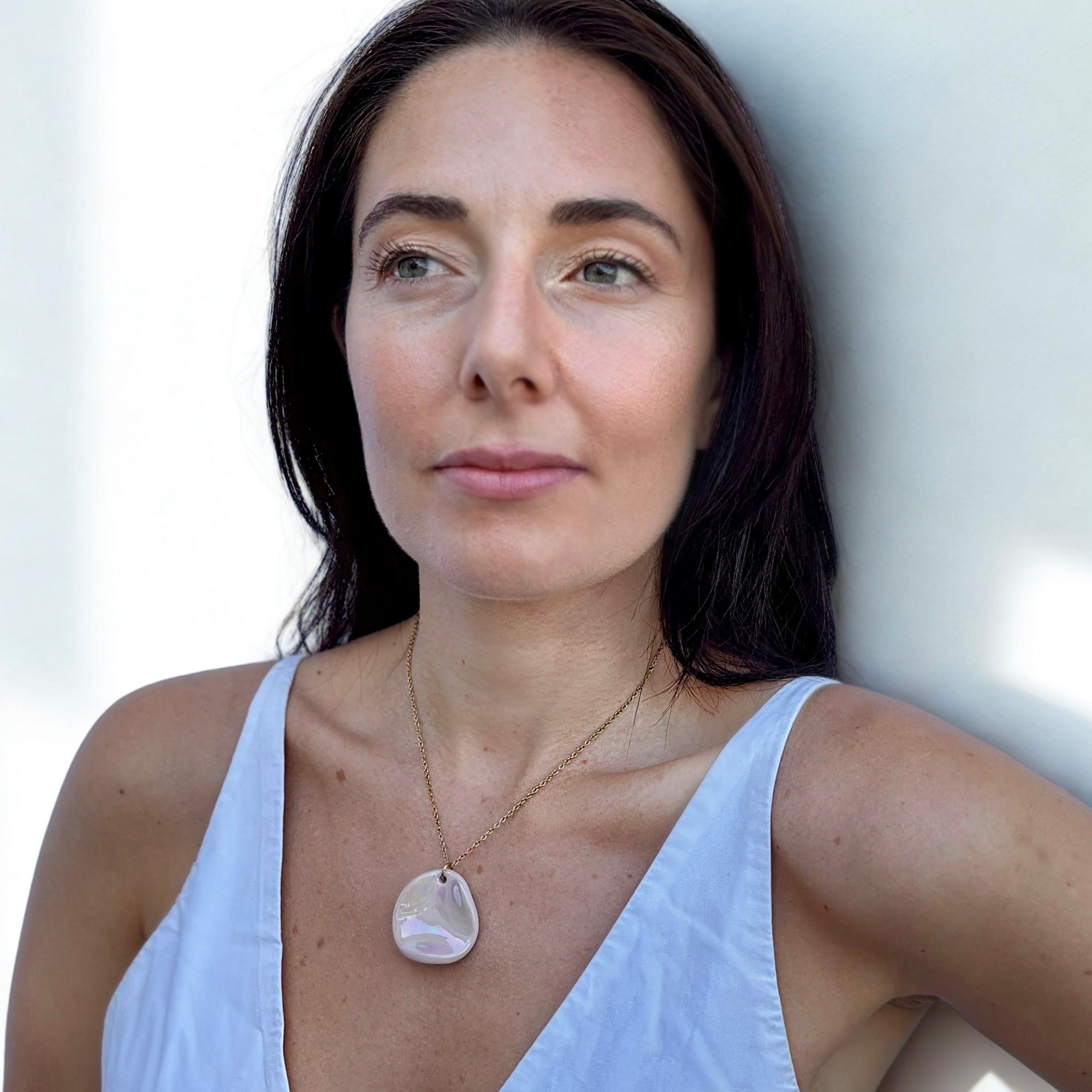 Perla | Handcrafted pearl-pink ceramic necklace