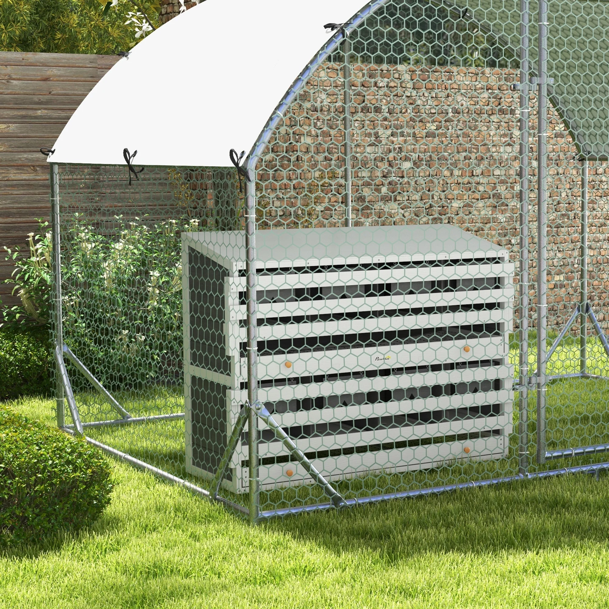 PawHut Kyllingerede med 2 æggekammer og 8 æggebakker