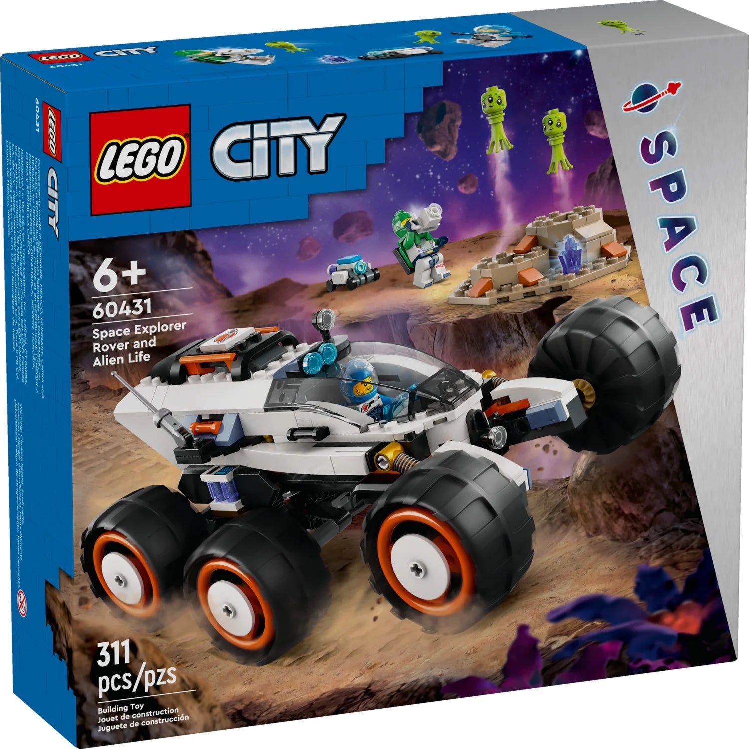LEGO City Weltraum-Rover und außerirdisches Leben, Weltraumspielzeug für Jungen und Mädchen ab 6 Jahren mit 2 Minifiguren, Roboter- und Alienfiguren, STEM-Spielzeug für fantasievolles Spielen, 60431