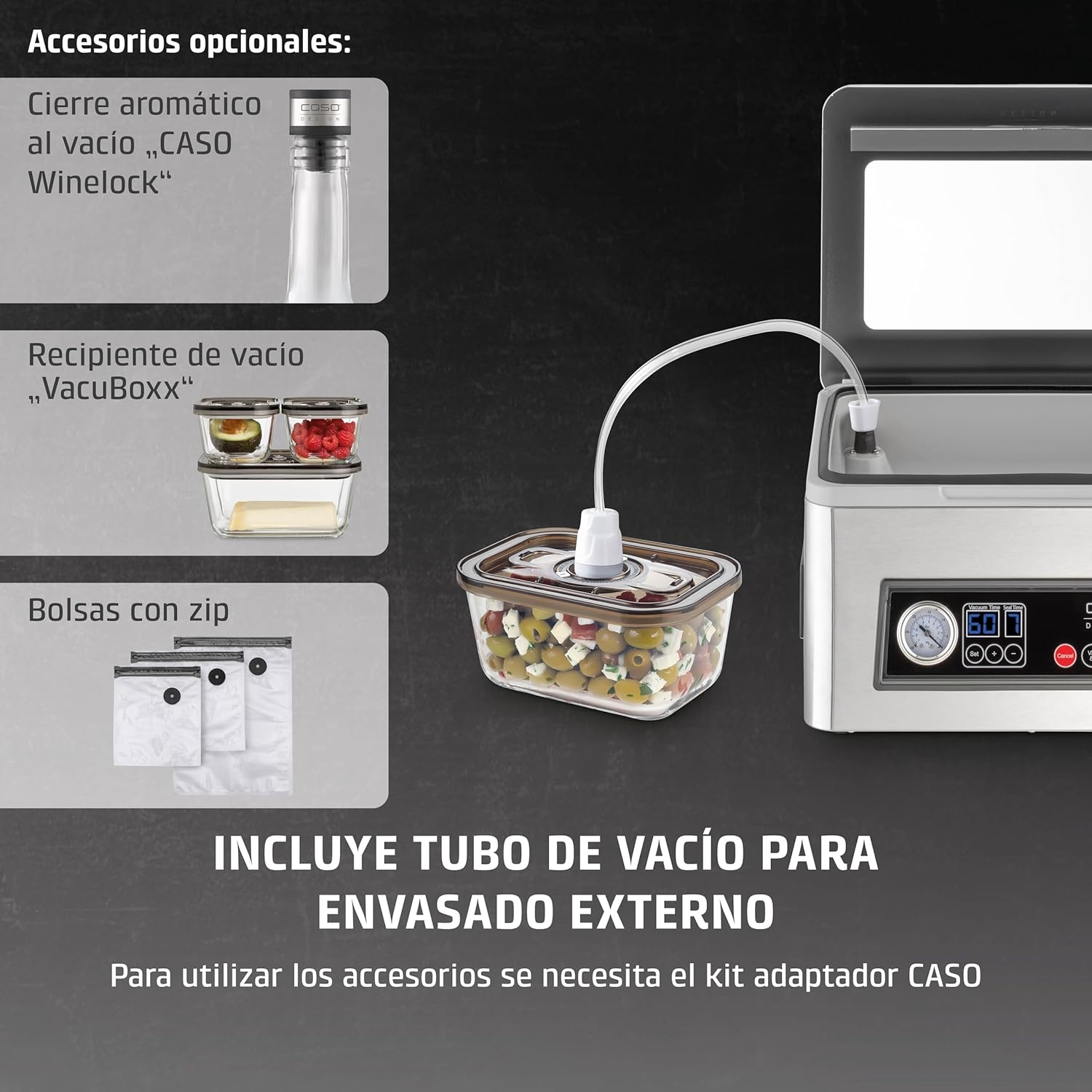 CASO VacuChef 40 – Professioneller Kompakt-Vakuumierer – Leistungsstarke Vakuumleistung von 70 l/min – 3-Liter-Kammer – Edelstahl