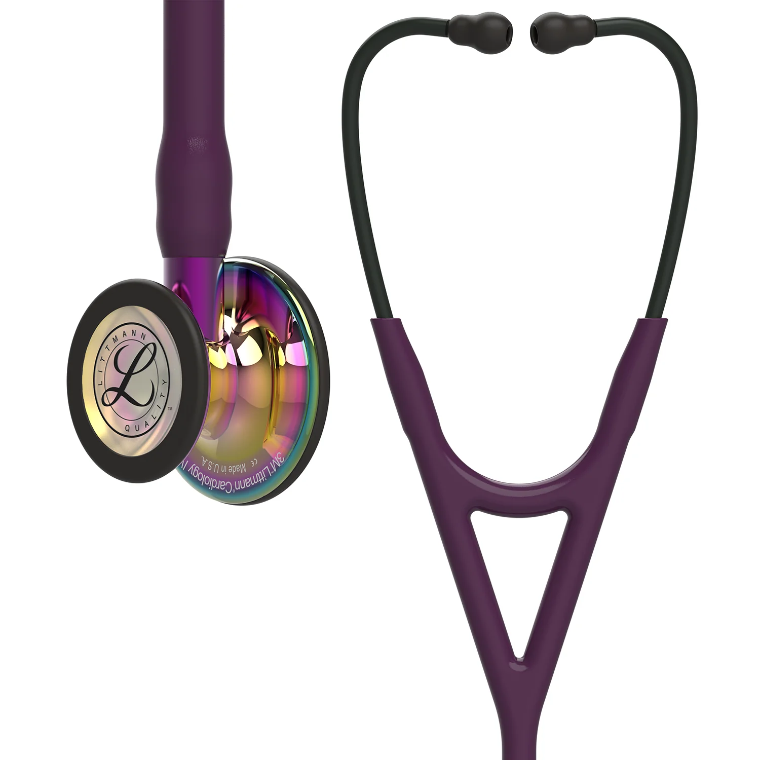 2025 Littmann Cardiology IV diagnostisk stetoskop: Regnbue- og blommefarvet glansfinish – lilla slange 6239