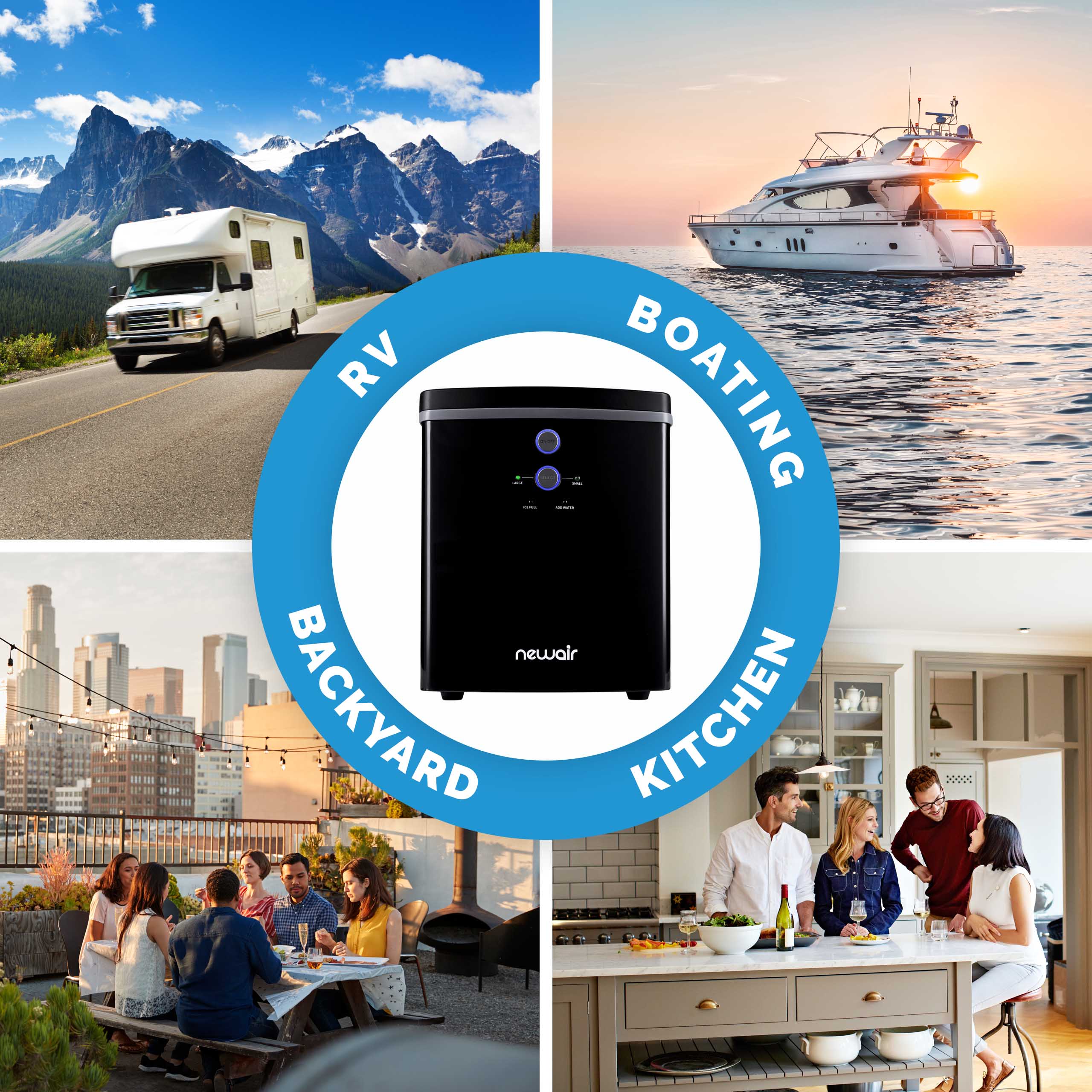 Newair® Tisch-Eiswürfelbereiter 2025 – Kugelförmige Eiswürfel. 15 kg/Tag – Schwarz