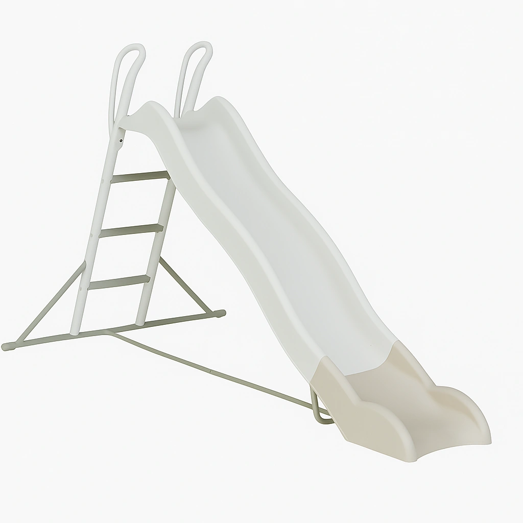 Toboggan pour enfants, en plastique blanc/beige, pour l'extérieur, 180 x 38 x 98 cm