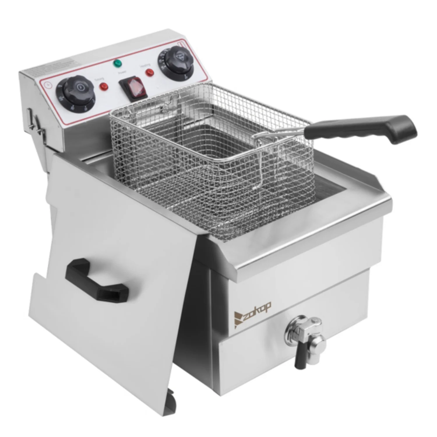 Friteuse électrique 8,5 L (capacité totale : 8,5 pintes/8 L) et 12,5 pintes/11,8 L (robinet en acier inoxydable) - 1 700 W max. (Grande friteuse bleue avec large poignée)