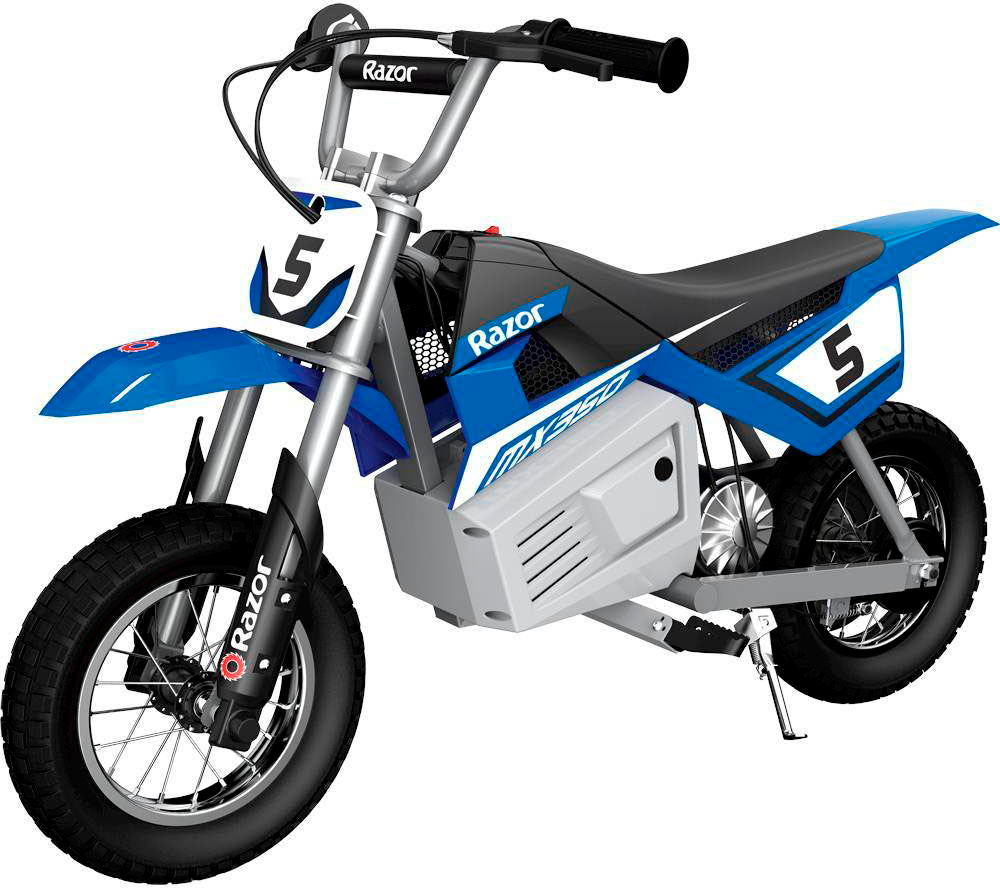 Vélo électrique tout-terrain Razor MX350 Dirt Rocket 2025. Bleu. Vitesse maximale de 22 km/h et autonomie jusqu