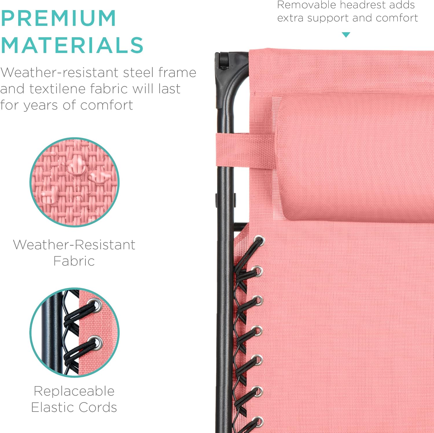 Bedste valg – Zero Gravity-lænestol til terrassen. Justerbar og foldbar udendørsstol med baldakin, nakkepude og sidebakke. Textilene – Påfugleblå