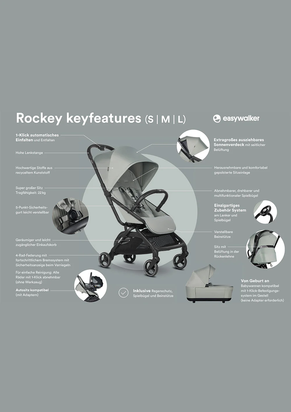 2025 Rockey L Pure Black Kinderwagen – Ihr geländegängiger Kinderwagen von EASYWALKER
