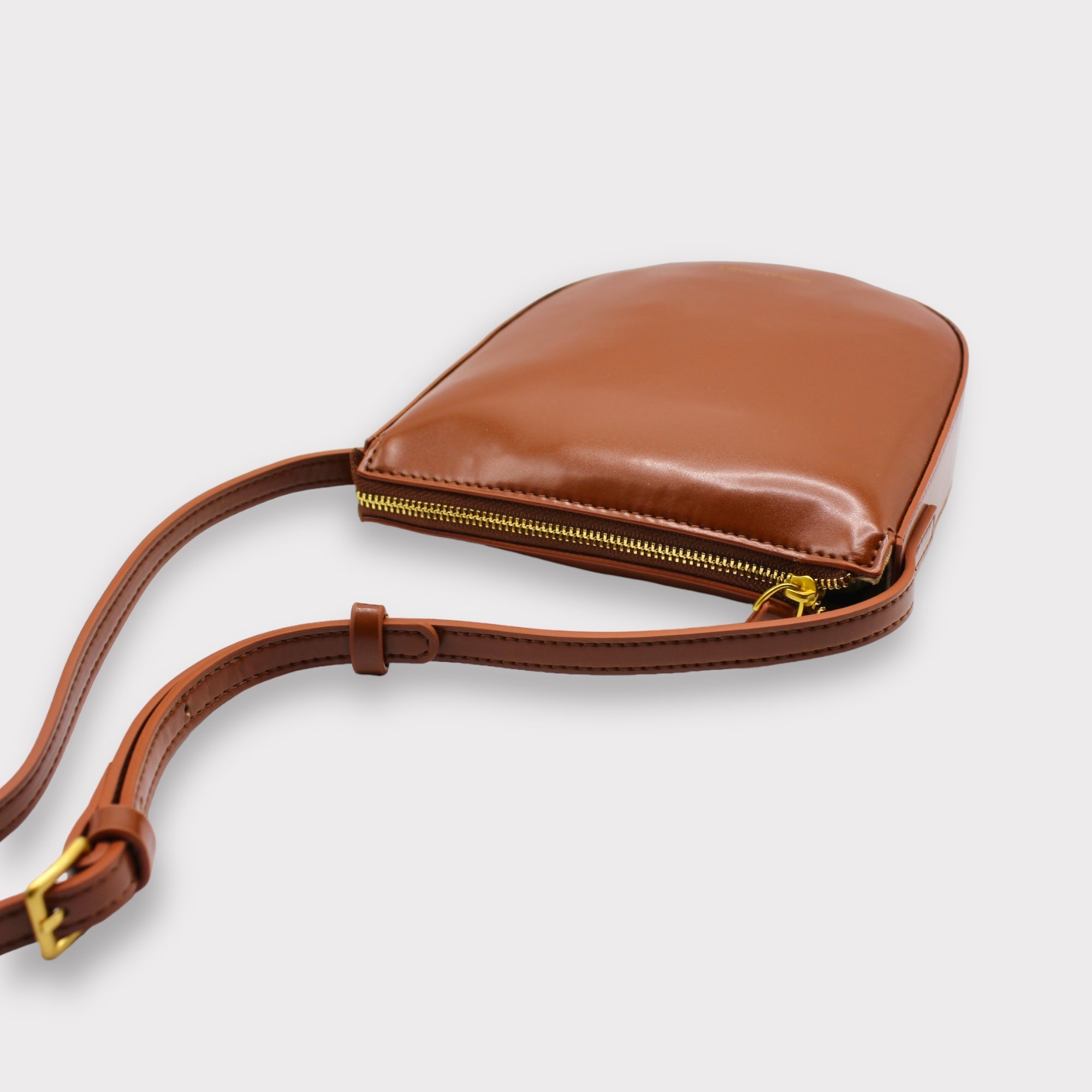 Eva - Apple Leather Crossbody Bag - Brown