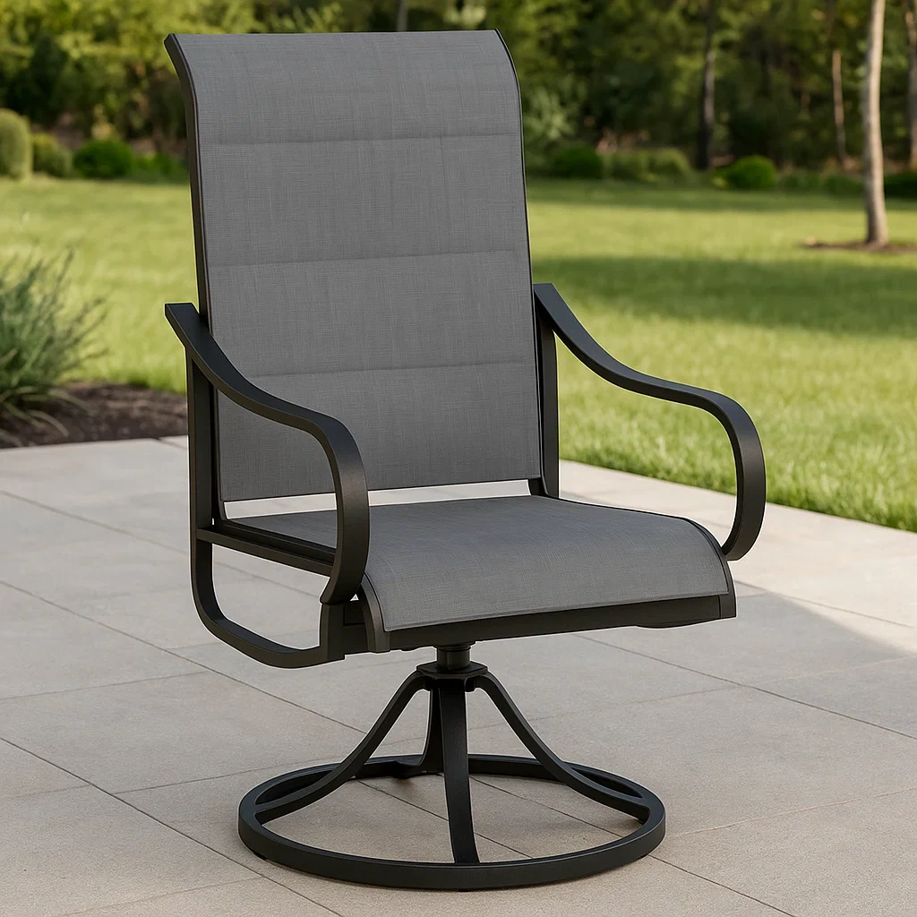 Chaise de jardin noire, structure en métal, 53 x 55 x 105 cm