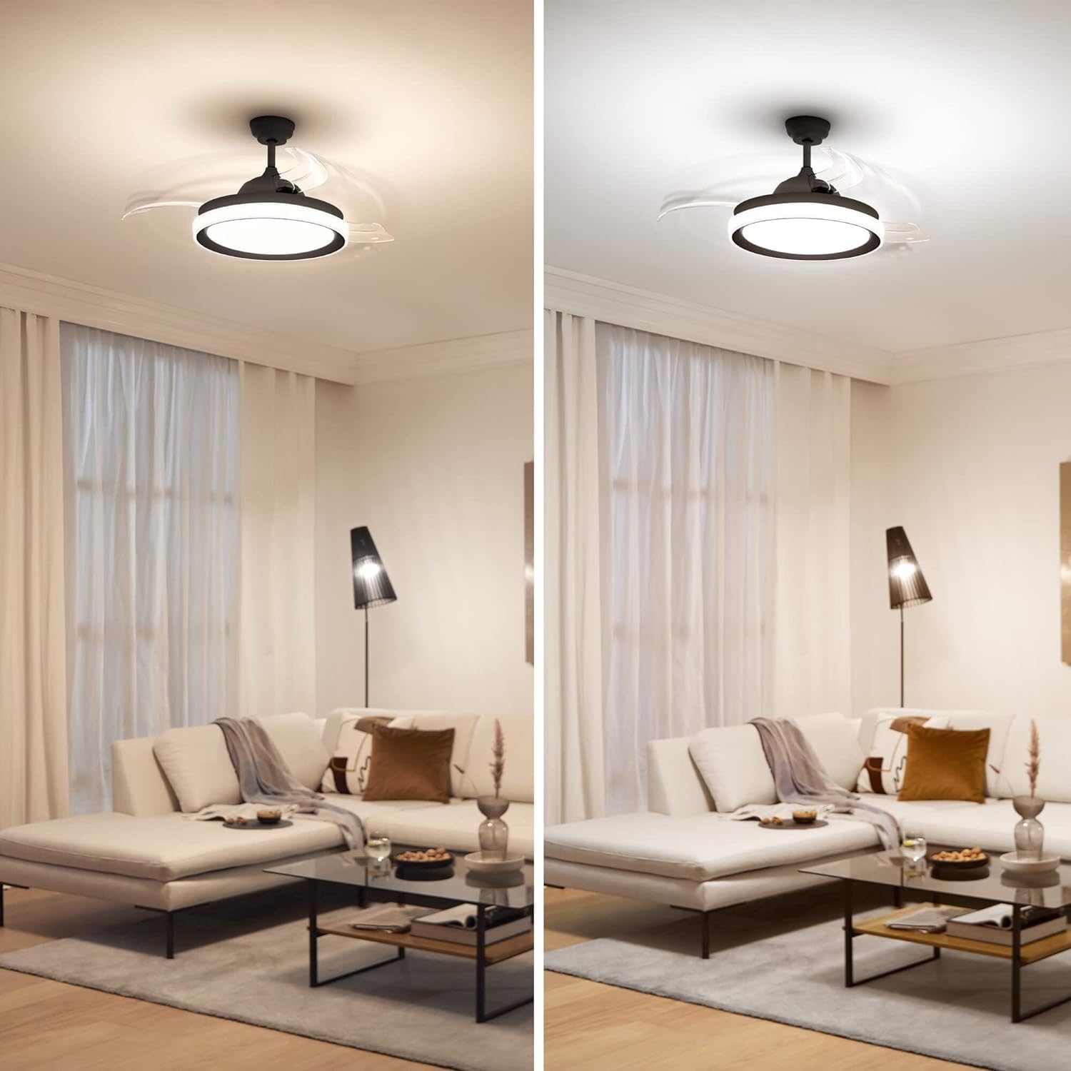Ventilateur de plafond Philips Lighting Atlas avec éclairage LED et télécommande 106 cm Nickel