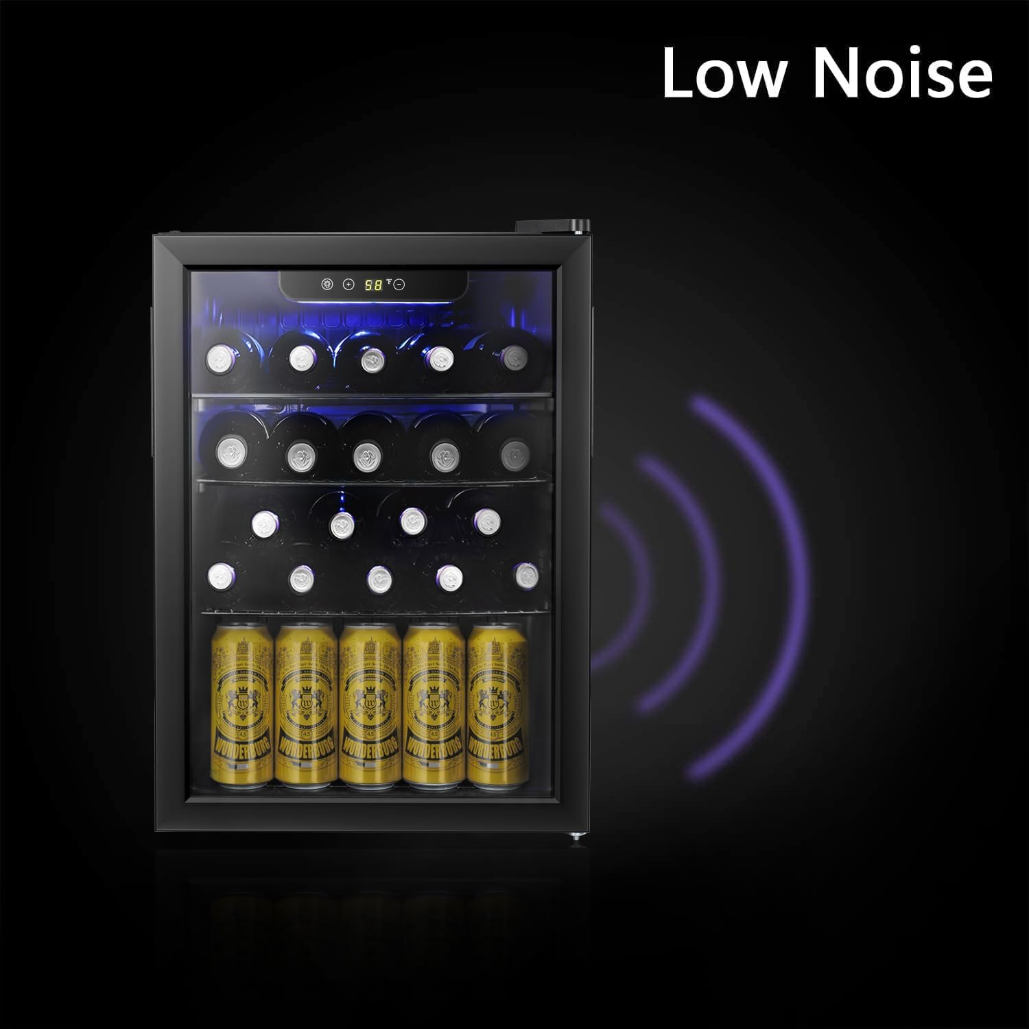 Cave à vin/réfrigérateur à boissons Antarctic Star 36 bouteilles, mini-cave à vin, réfrigérateur à bière et soda, fonctionnement silencieux avec compresseur, température réglable, autonome, noir, 4,4 pi³