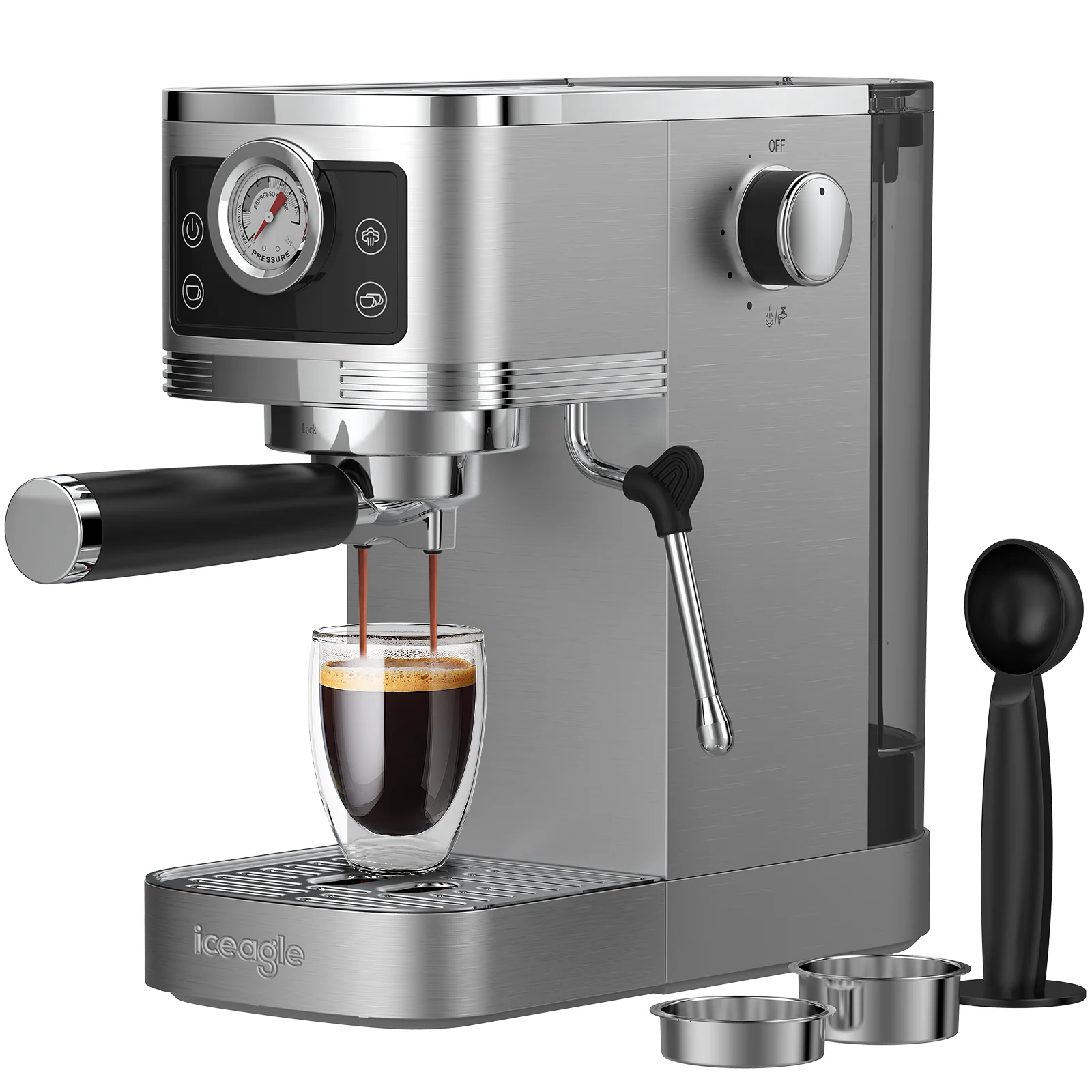 2025 Iceagle CM1660B Espressomaskine med steamer – 1350 W