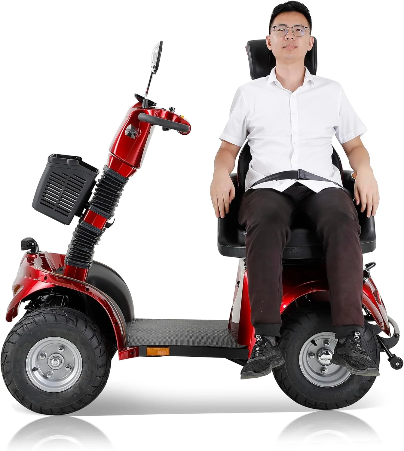 Scooter de mobilité 4 roues ZVGREEN 2025 – Modèle senior avec siège capitaine – Jusqu'à 15 km/h – Grand espace de rangement – ​​Siège pivotant – Frein électromagnétique