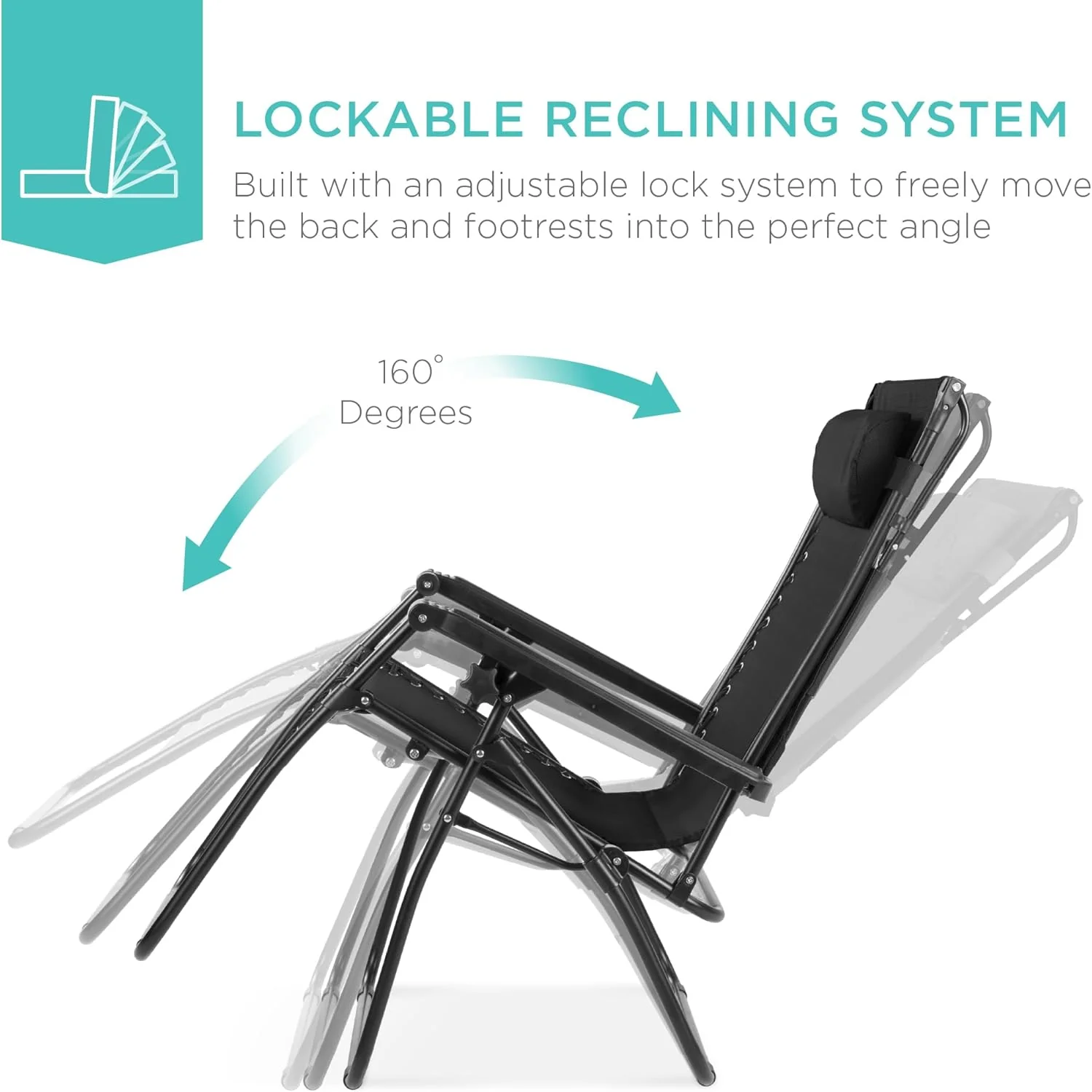 Bedste valg – Zero Gravity-lænestol til terrassen. Justerbar og foldbar udendørsstol med baldakin, nakkepude og sidebakke. Textilene – Påfugleblå