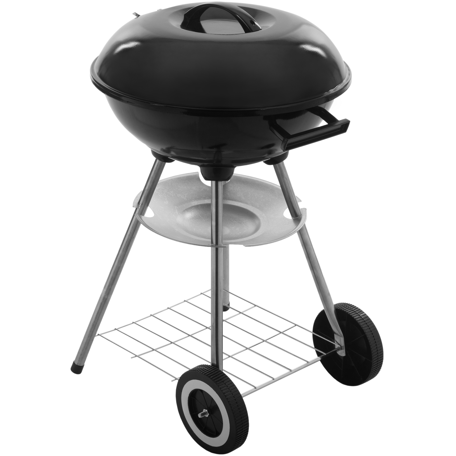 Primematik - 41x70cm Runder Holzkohlegrill mit Deckel und Rädern BBQ Grill für Garten und Camping Kh51000