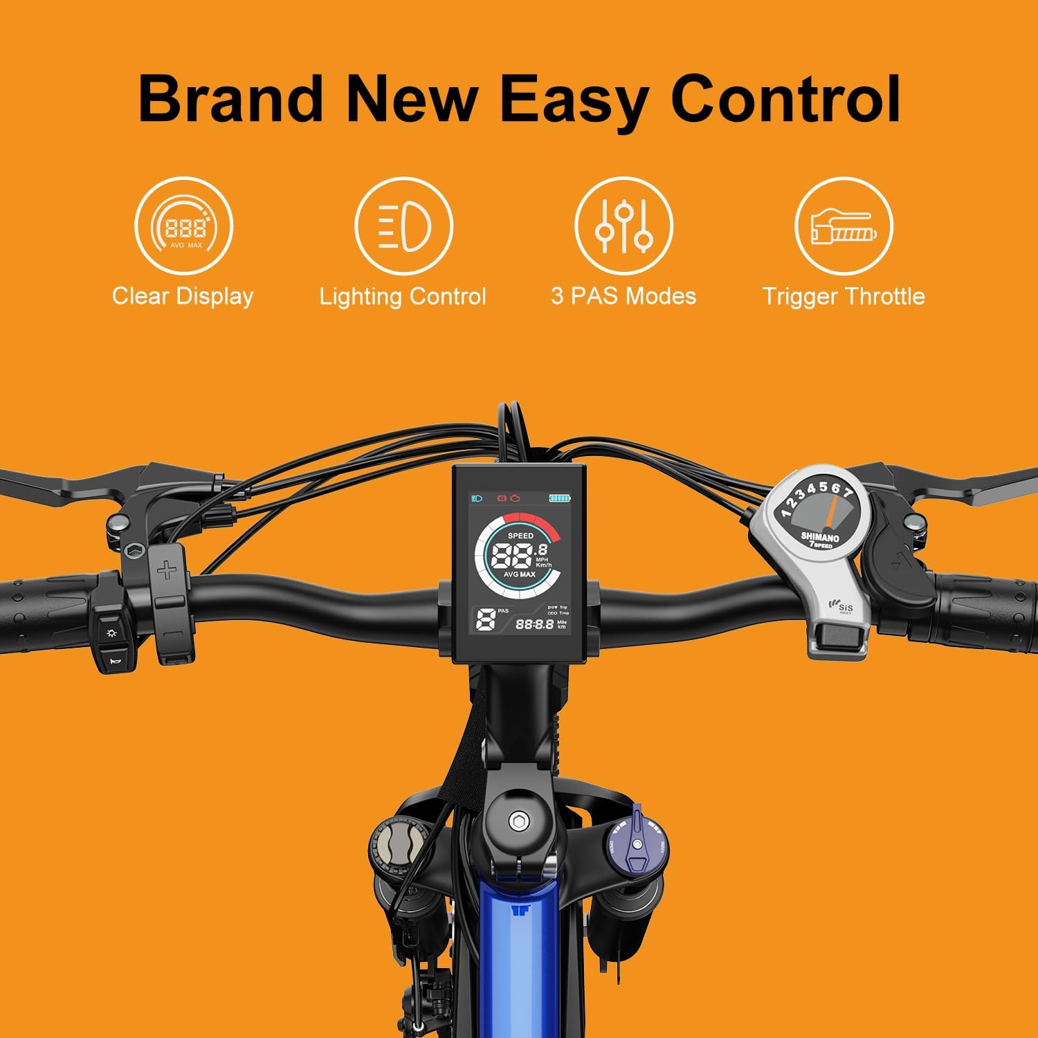 Vélo électrique Jasion EB5 pour adultes avec batterie amovible de 360 ​​Wh, 64 km, 32 km/h, VTT électrique de ville avec moteur de 350 W, 7 vitesses, pneus de 26 pouces et suspension avant.