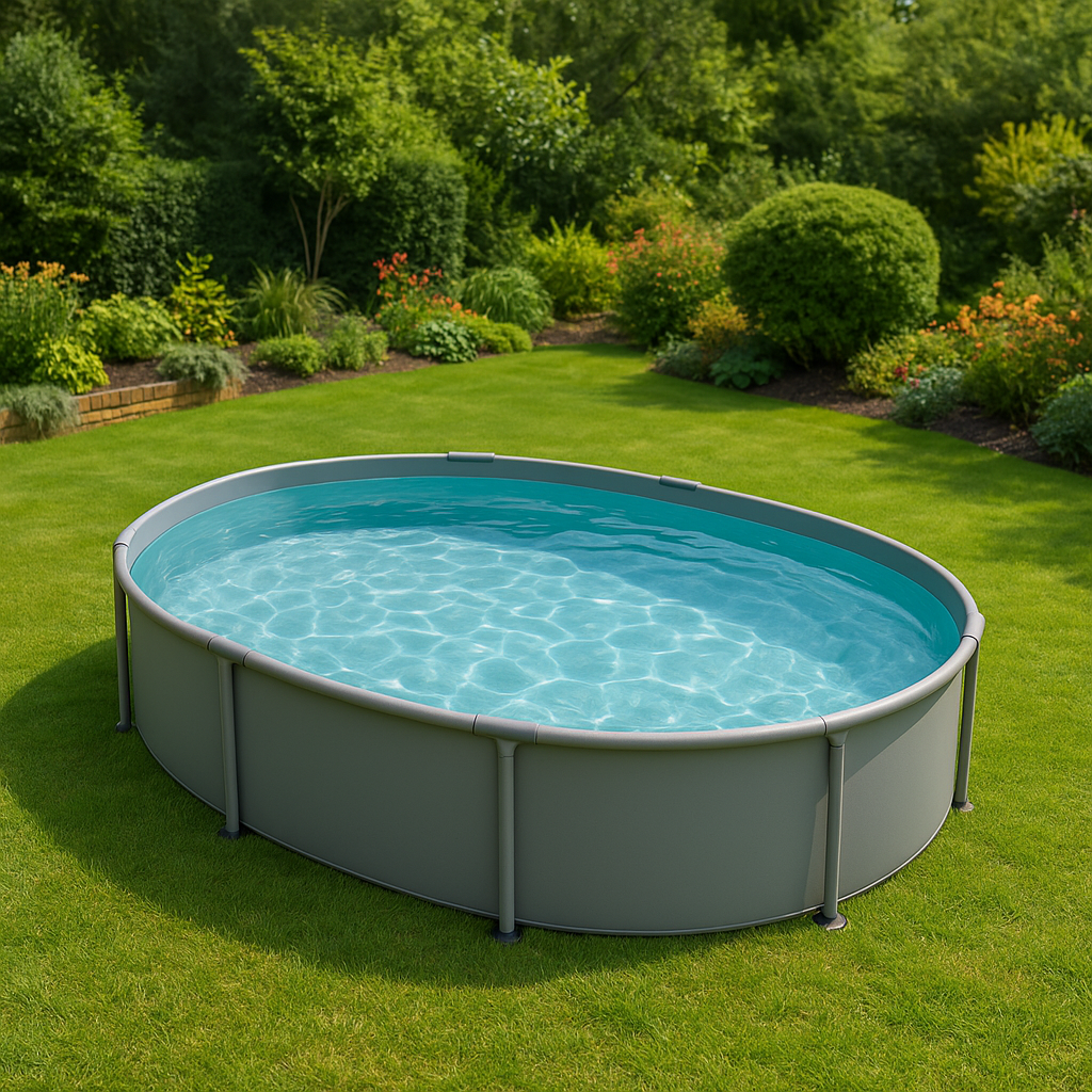 Piscine tubulaire ovale hors-sol, grise, en métal et PVC, pour jardin et extérieur, 488 x 305 x 107 cm tWVmvcZ600ZR