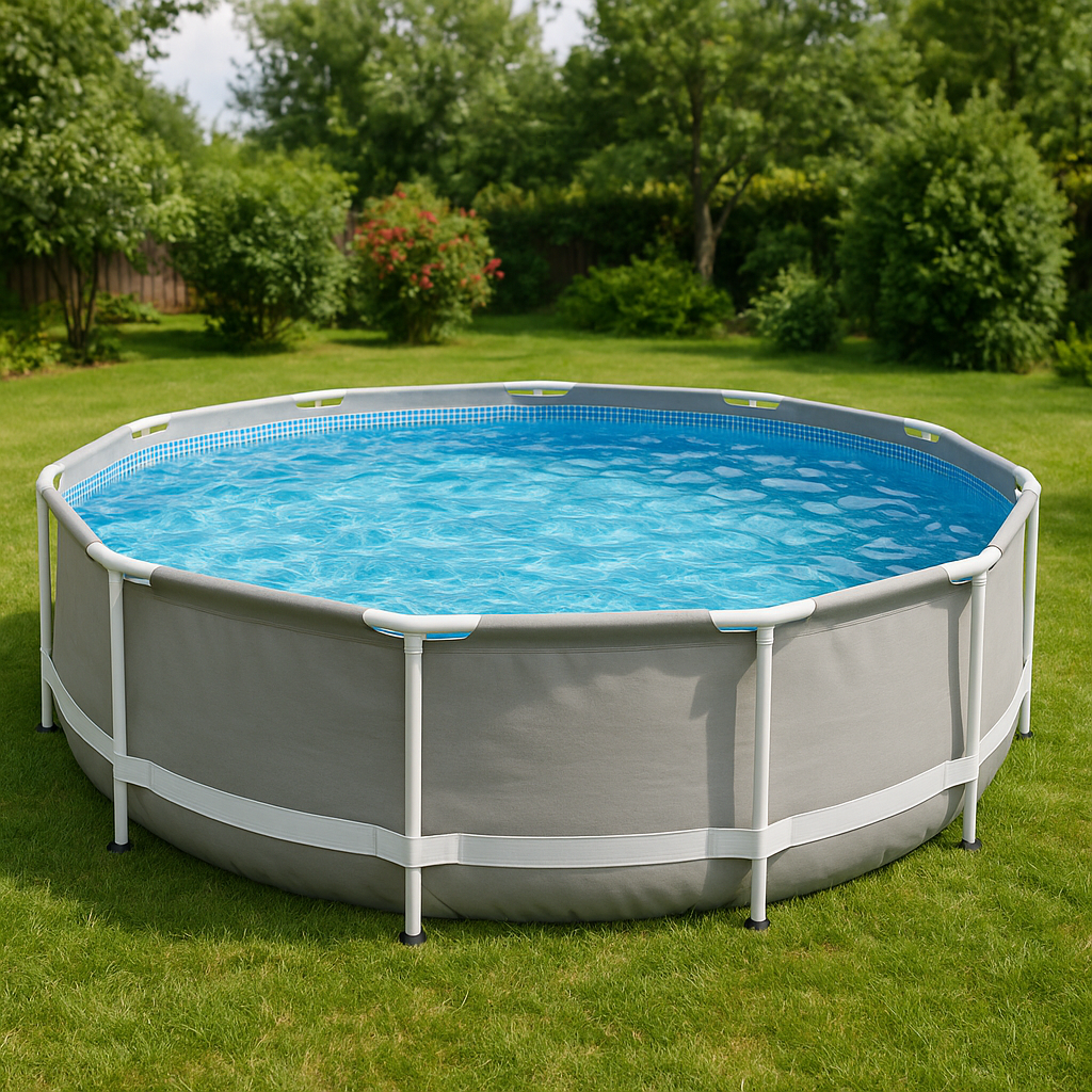 Piscine tubulaire ronde, oui, piscine tubulaire en PVC, acier, jardin, 457 x 107 cm, gris/blanc kTJTgZK664tl