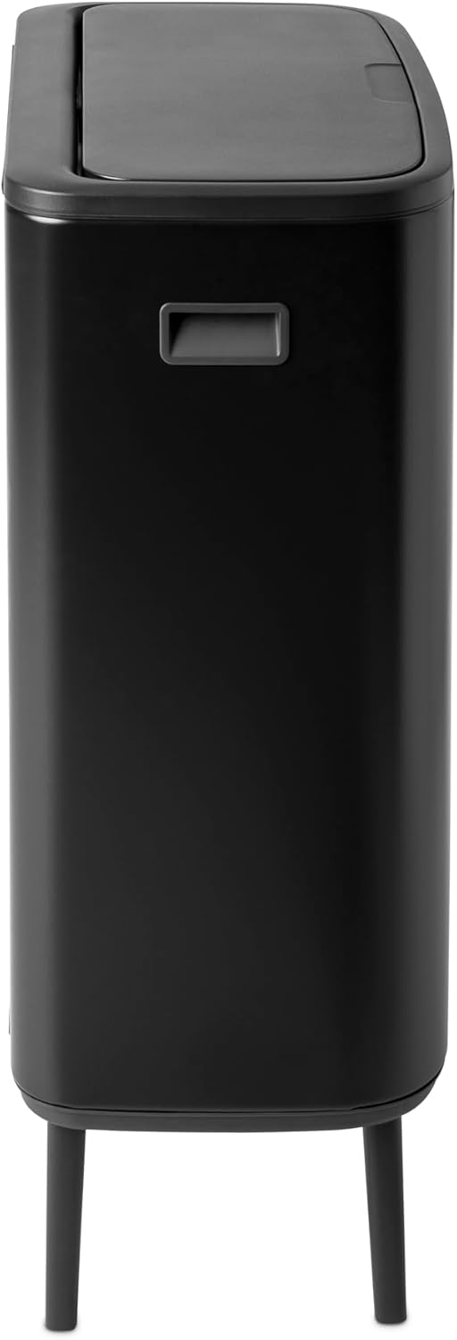 Brabantia Bo Hi Touch Ein-Knopf-Öffnungsmechanismus, 2 x 30-Liter-Abfalleimer mit Füßen, weiß