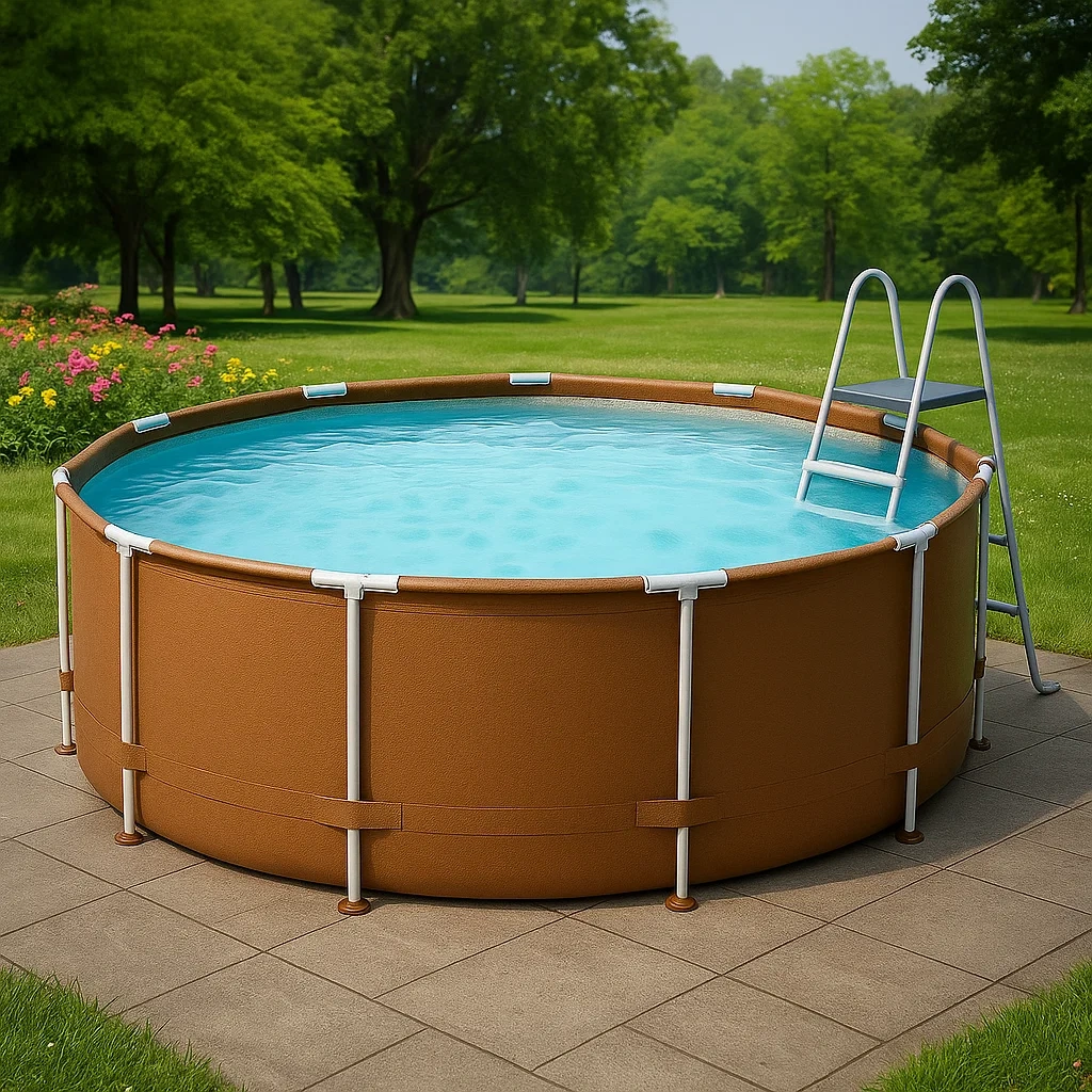 Piscine tubulaire ronde amovible en acier, 448 x 105 cm, couleur marron, avec filtre et échelle yTmGRte286nx