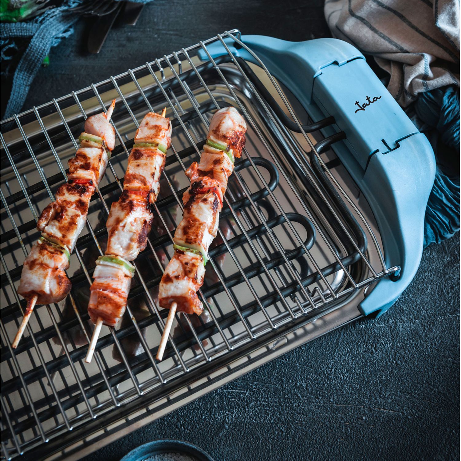 Jata BQ5101AM Elektrogrill. Gesundes Grillen ohne Rauch und Gerüche. Grill mit 2 Ebenen. Hergestellt in Spanien.