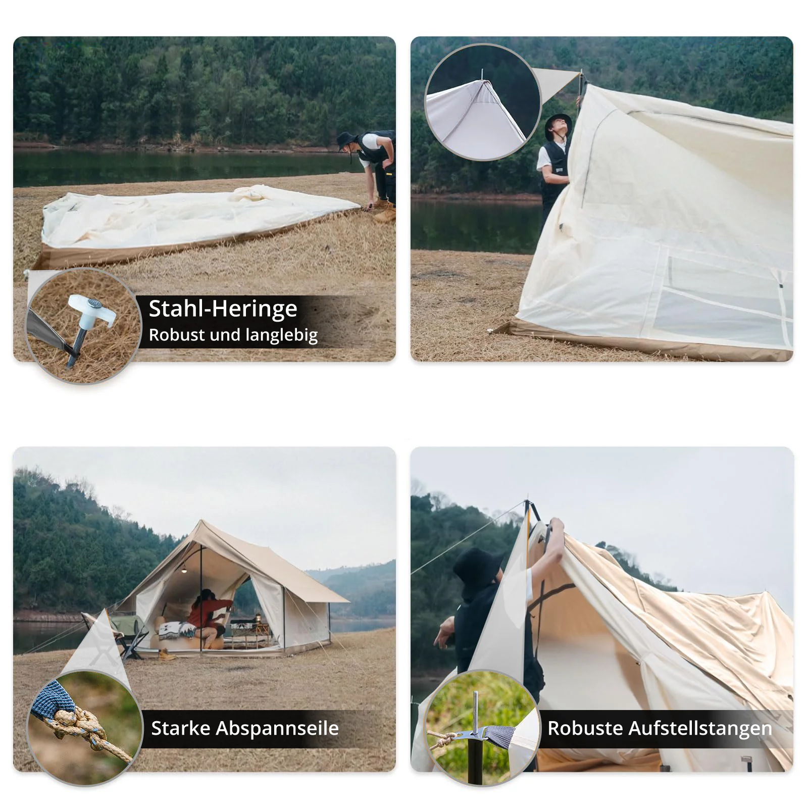 2025 KingCamp Pinehouse II – Geräumiges 4-Personen-Hybridzelt. Flexible Belüftung und technisches Baumwollmischgewebe.