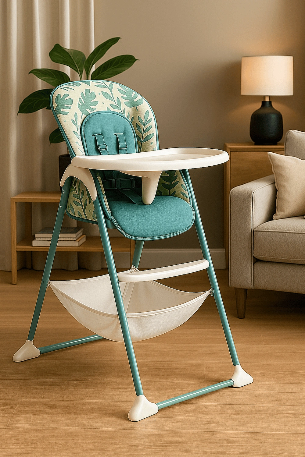 Chaise haute pour enfants avec tablette amovible et harnais de sécurité, jusqu