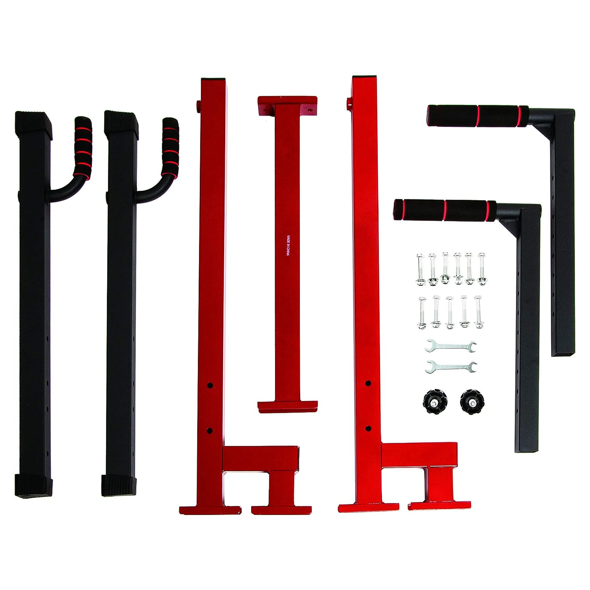 2025 BalanceFrom multifunktionel dipstation til hjemmegym. Kapacitet: 500 lb. Rød